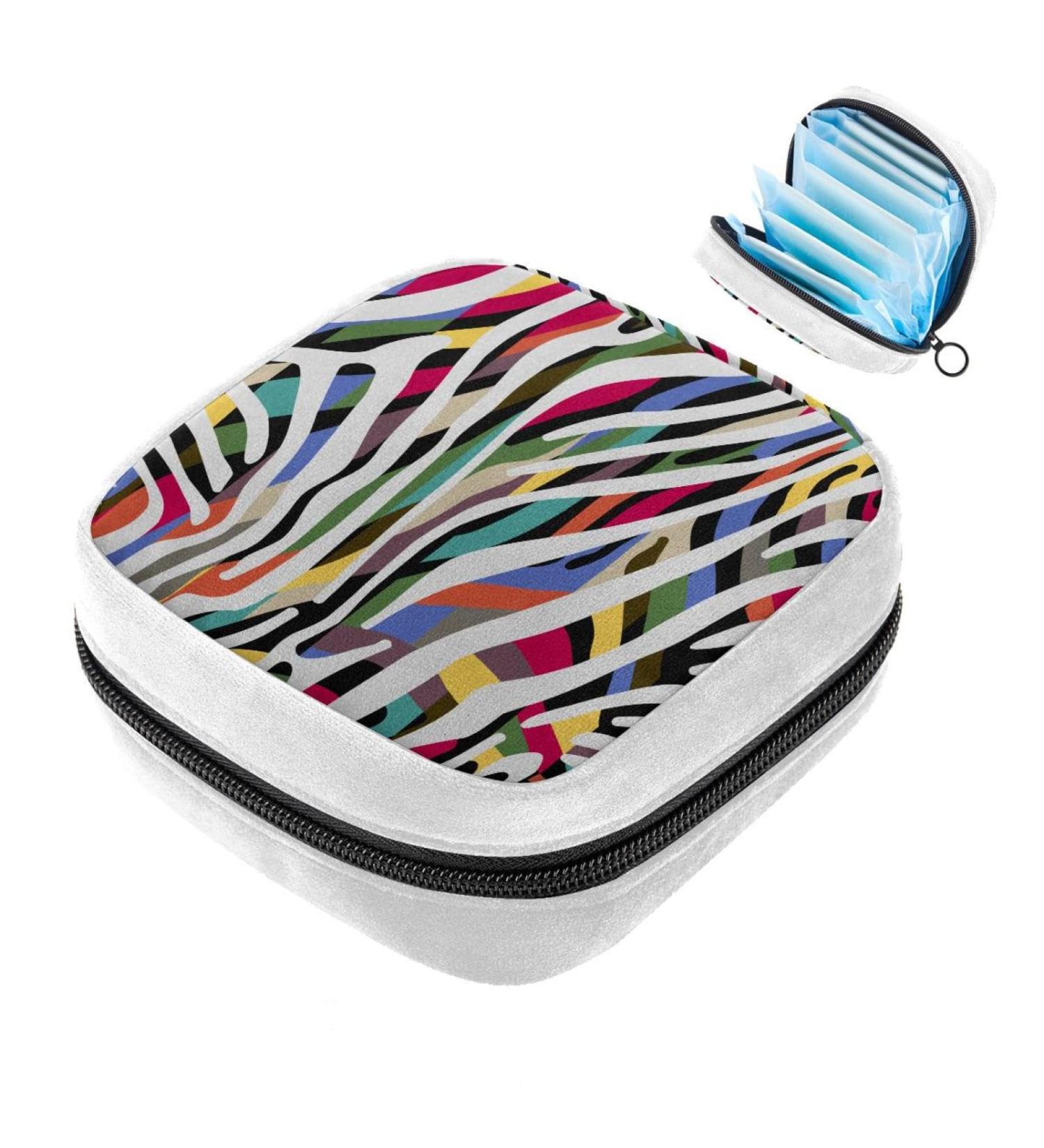 GIAPB Sanitary Napkin Storage Bag | Period Tampon Makeup Pad Pouch | Colorful Zebra Background | Color4688 - Buy Online on GoSupps.com