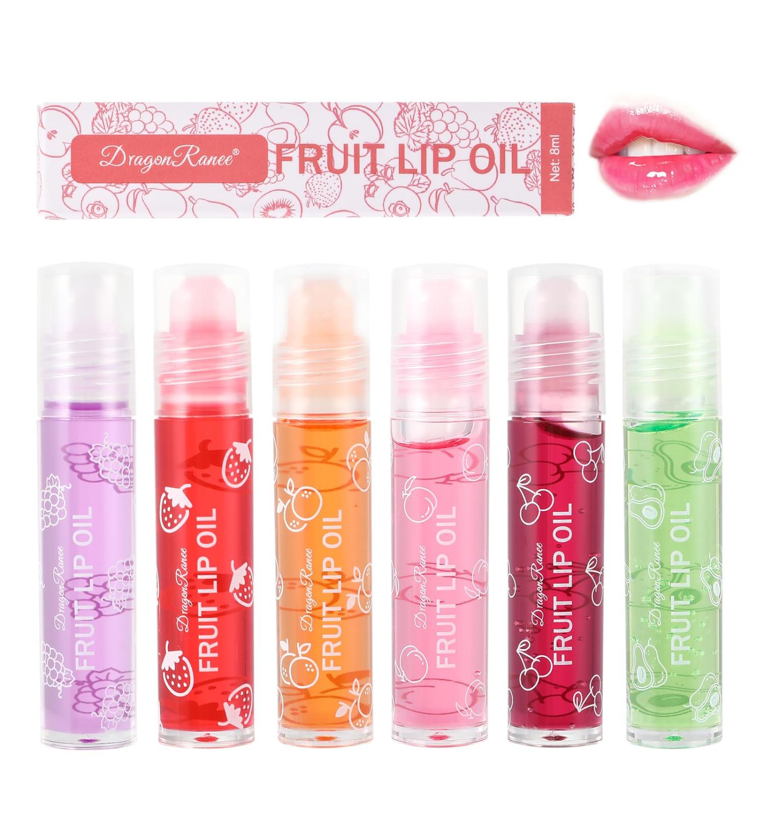 Greoer 6 Pieces Lip Balm Lip Oil Set Fruit-flavored Moisturizing Lip Gloss Plumping Lip Gloss Crystal Jelly Liquid Lipstick for Women and Girls Peach Orange Avocado Strawberry Grape Cherry 1 count (Pack of 6) - Buy Online on GoSupps.com