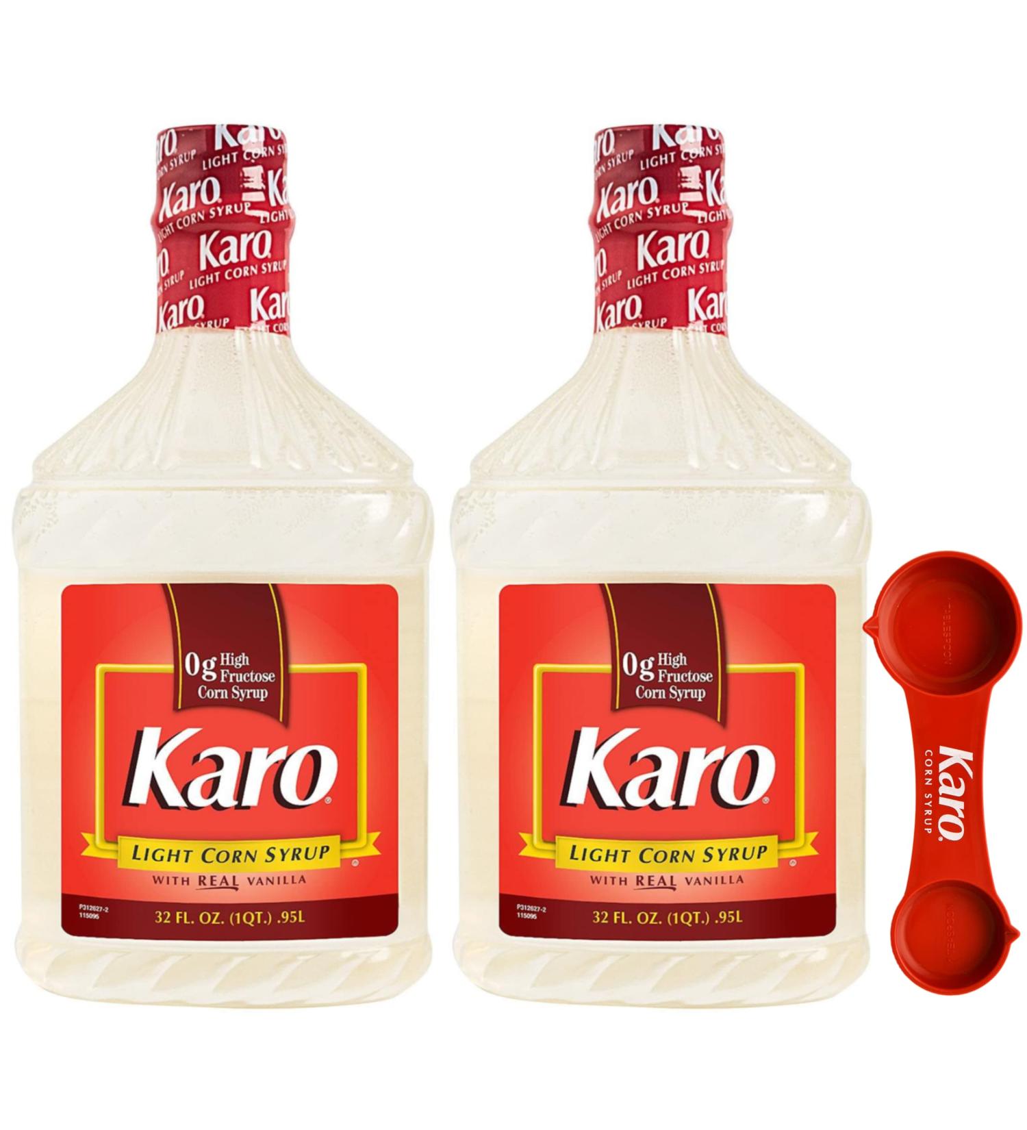 Karo Light Corn Syrup with Real Vanilla 32oz Bottle (Pack of 2) + Measuring Spoon - Buy Online on GoSupps.com