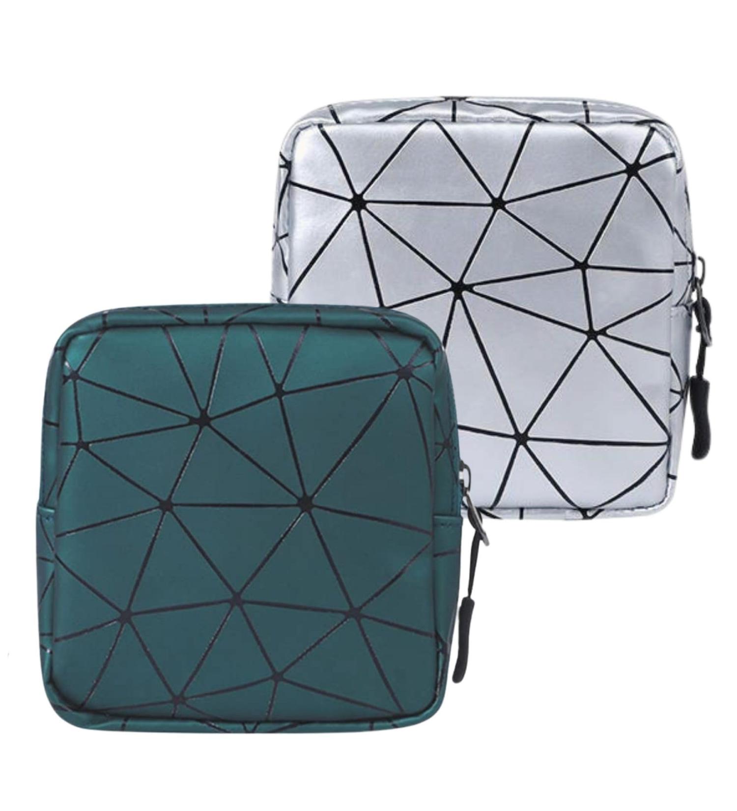 Omzsxk Tampon Storage Bags - Portable Zippered Menstruation Bags for Women & Girls (2 Pack: Green & Silver) - Buy Online on GoSupps.com