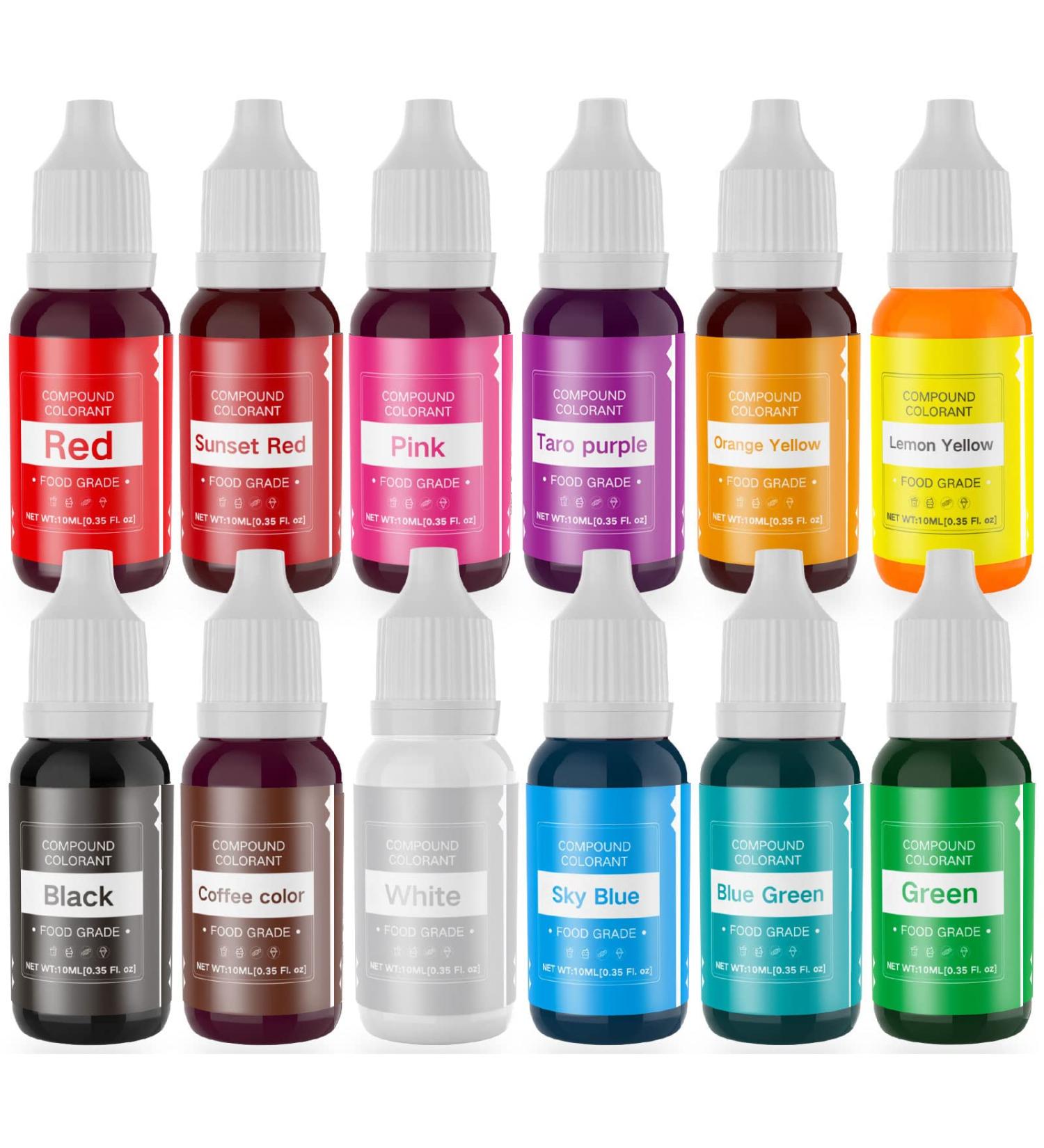 12 Color Food Grade Liquid Food Coloring Set for Cake Decorating - Edible Rainbow Dye for Icing, Fondant, Cookies - Includes Slime Coloring - Decorating Supplies Kit - 0.35 Fl. oz/Bottles - Buy Online on GoSupps.com
