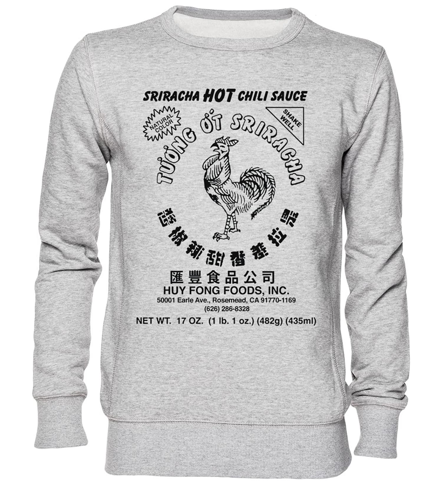 Capzy Sriracha Hot Chili Sauce Natural Color Gray Jumper Unisex Men Women Gray M