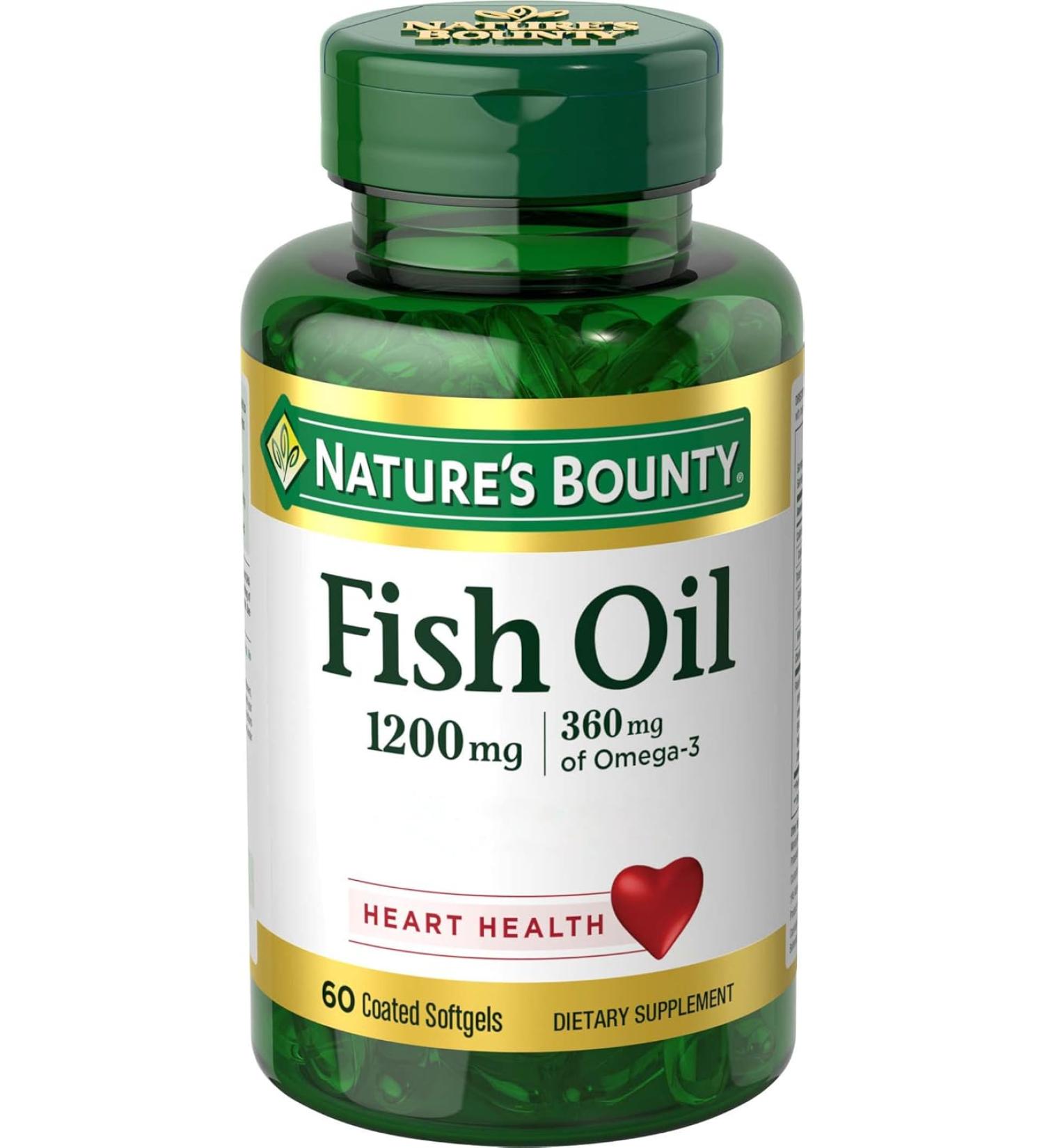 Nature’s Bounty Fish Oil 1200mg 360mg of Omega 3 60 Softgels - Buy Online on GoSupps.com