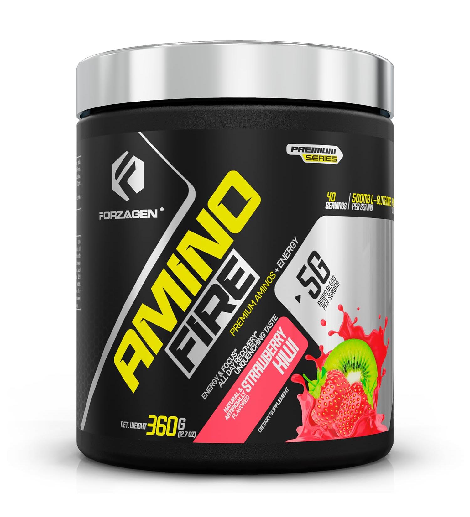 Forzagen Amino Fire | Essential Amino Energy Powder for Pre-Workout | BCAA Energy Boost & Muscle Recovery Drink Mix Enhance Focus & Concentration Dietary Supplement | Strawberry Kiwi 40 Servings - Buy Online on GoSupps.com