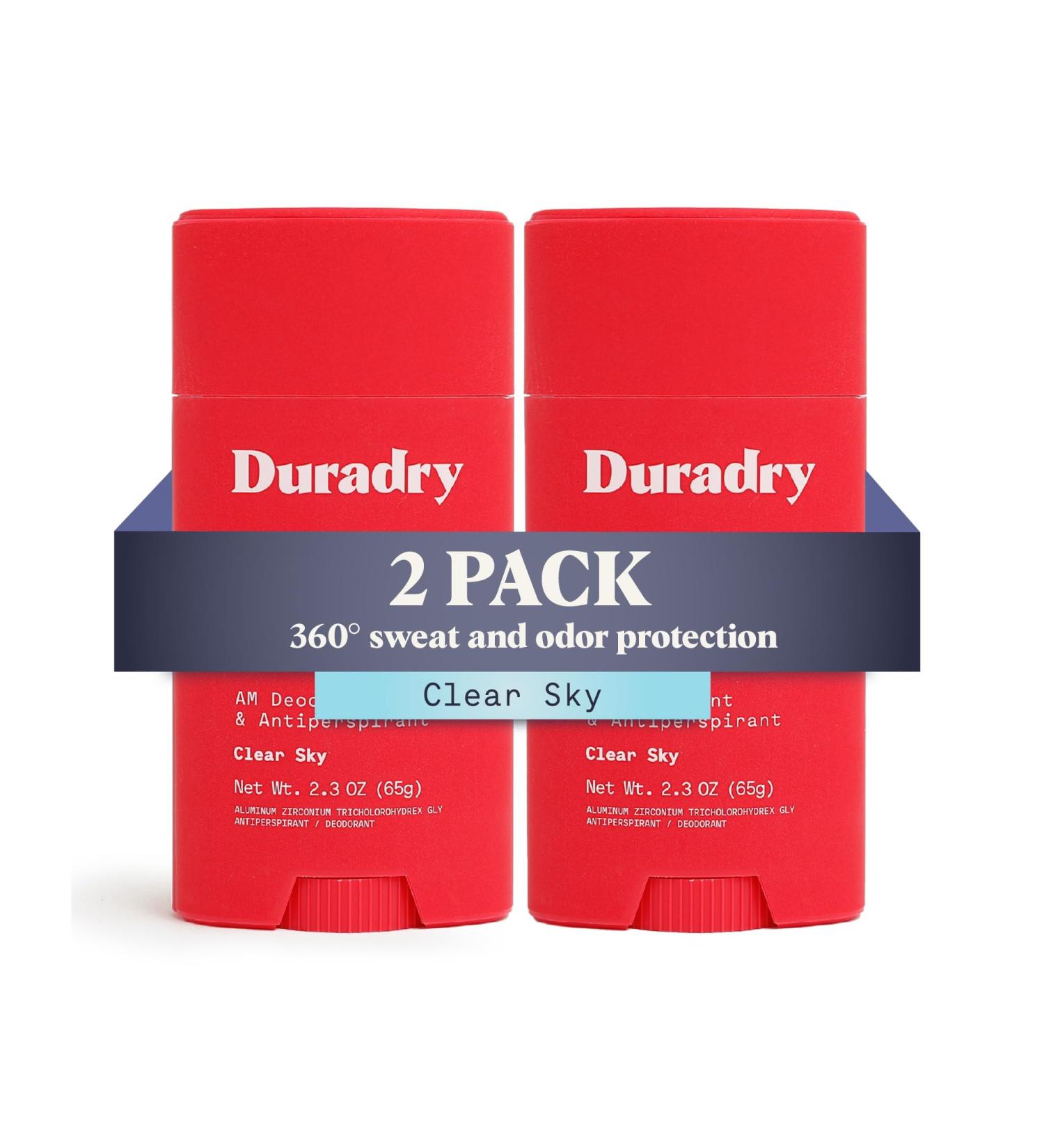 Duradry Antiperspirant Deodorant for Women and Men - Anti Sweat Maximum Strength Deodorant Excessive Sweat Protection for Armpits Naturally Neutralize Odor - Clear Sky 2.3 Oz (Pack of 2) 2 Ct - Clear Sky (Crisp Pear + Vanilla) - Buy Online on GoSupps.com
