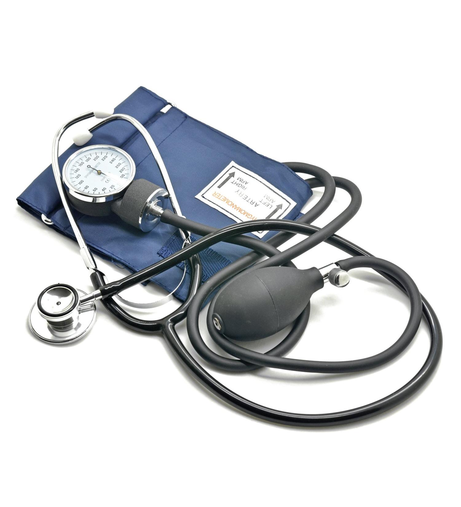 Belmalia Manual Arm Blood Pressure Monitor with Dual Head Stethoscope - Aneroid Sphygmomanometer & Cuff Bag - Blue/Black - Buy Online on GoSupps.com