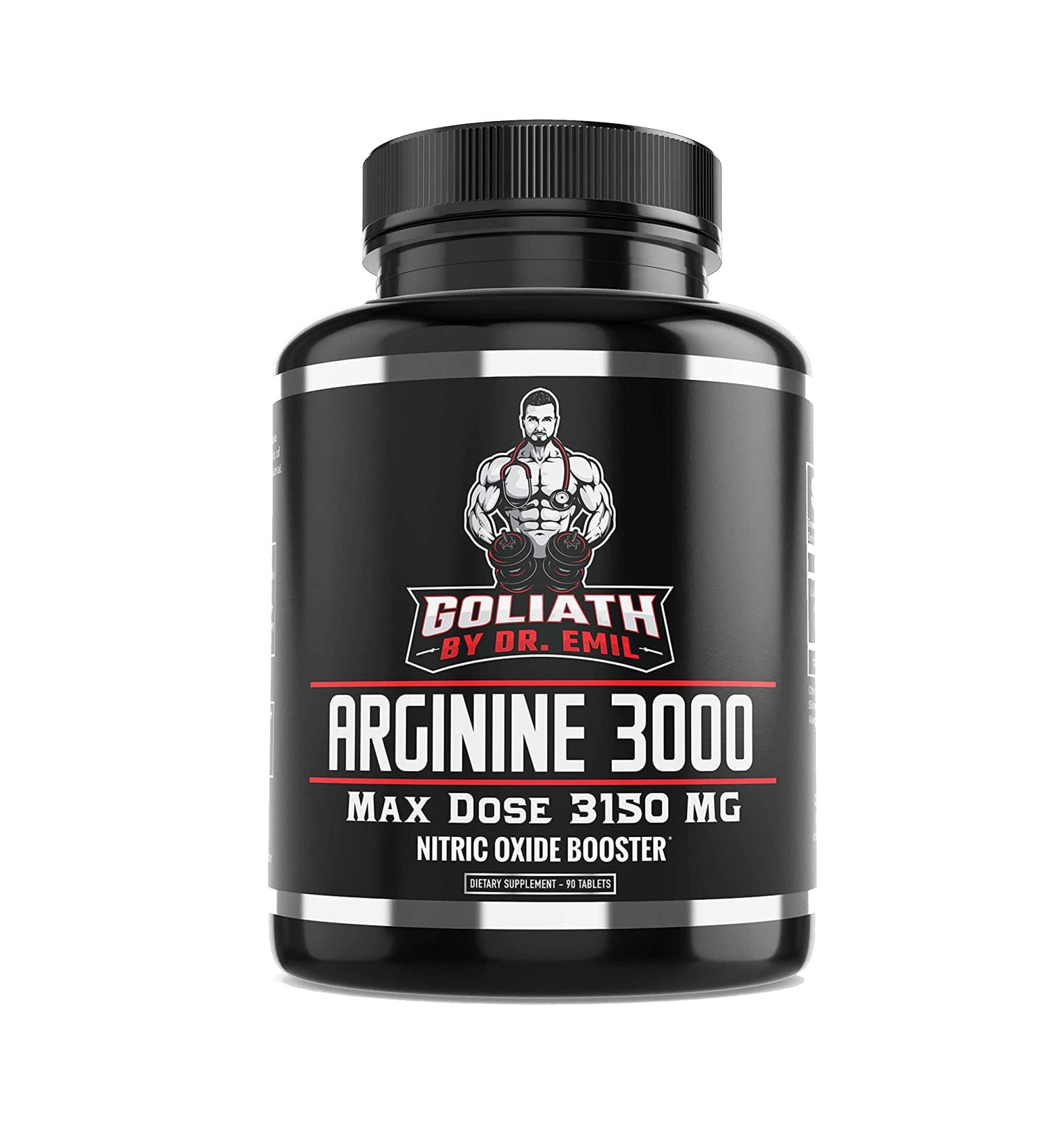 Dr. Emil L-Arginine Capsules 3150mg - Nitric Oxide Supplement for Muscle Growth, Vascularity, Endurance & Heart Health - 90 Tablets - Buy Online on GoSupps.com