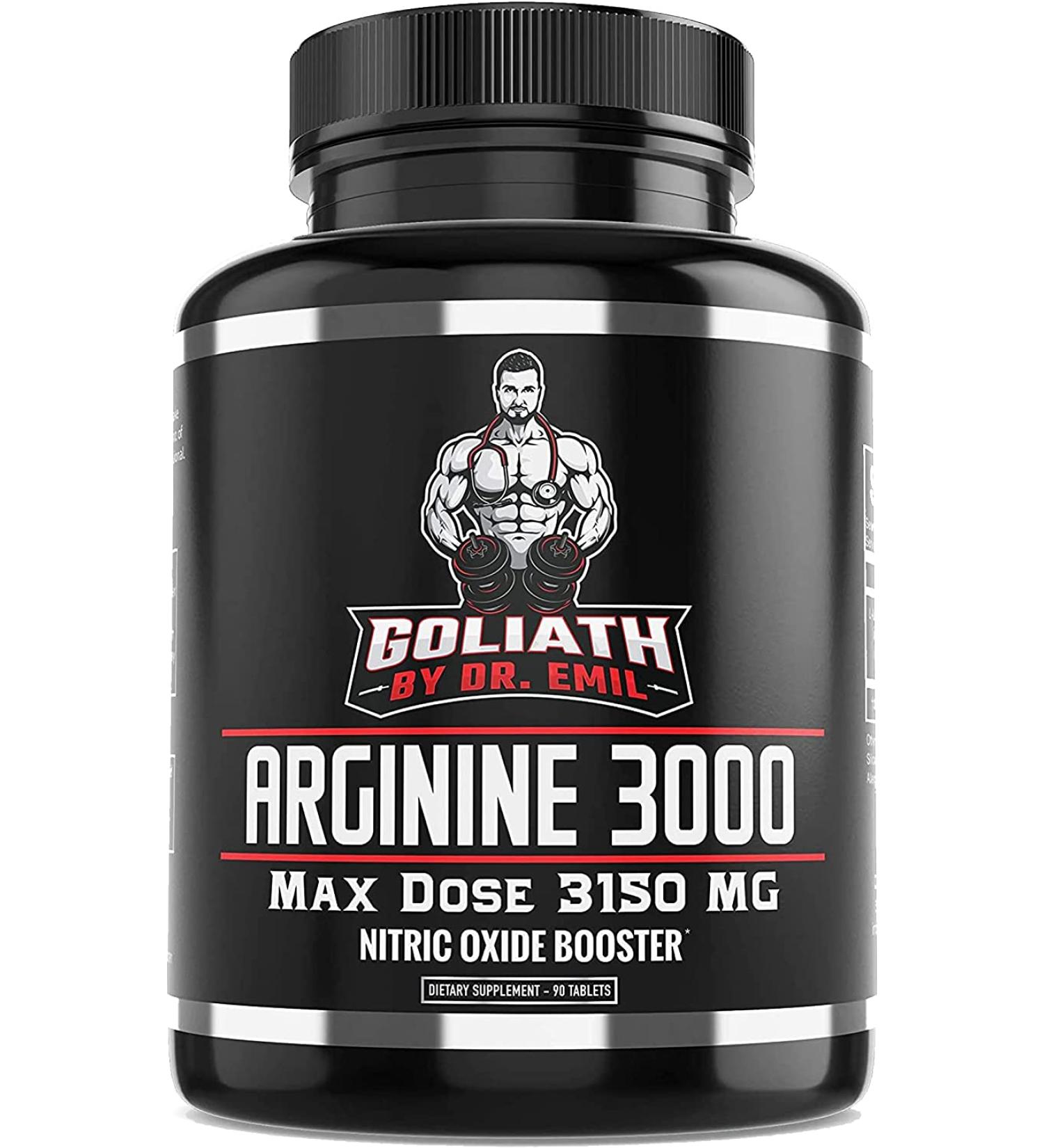 Dr. Emil L Arginine 3150mg - Nitric Oxide Supplement for Vascularity, Endurance & Heart Health - 90 Capsules - Buy Online on GoSupps.com