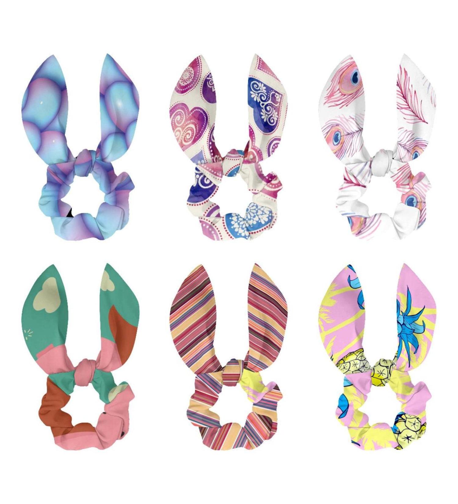 6 Pieces Hair Scrunchies Soft Scarves Scrunchies Elastic Hair Bands Bow Hair Ties Rabbit Ears Scrunchy Ponytail Holder Hair Accessories for Women Girls Tropical Pineapple Pink Multi-colored 17 - Buy Online on GoSupps.com