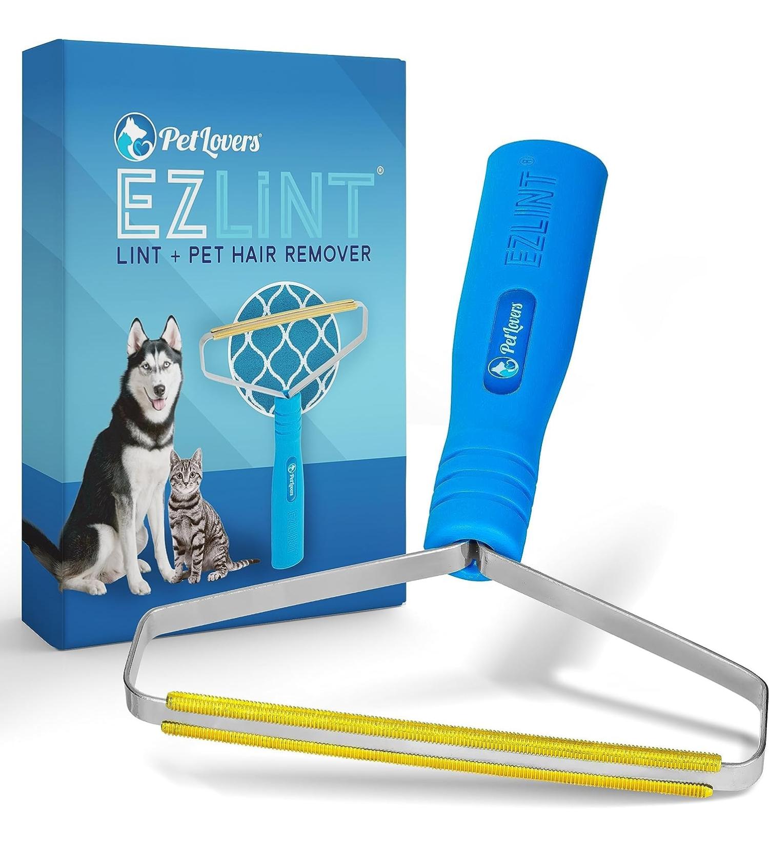 Petlovers Ezlint Animal Hair Remover | Reusable Tool for Dog & Cat Fur | Portable Carpet Scraper & Rake for Furniture Carpets & Clothing - Buy Online on GoSupps.com