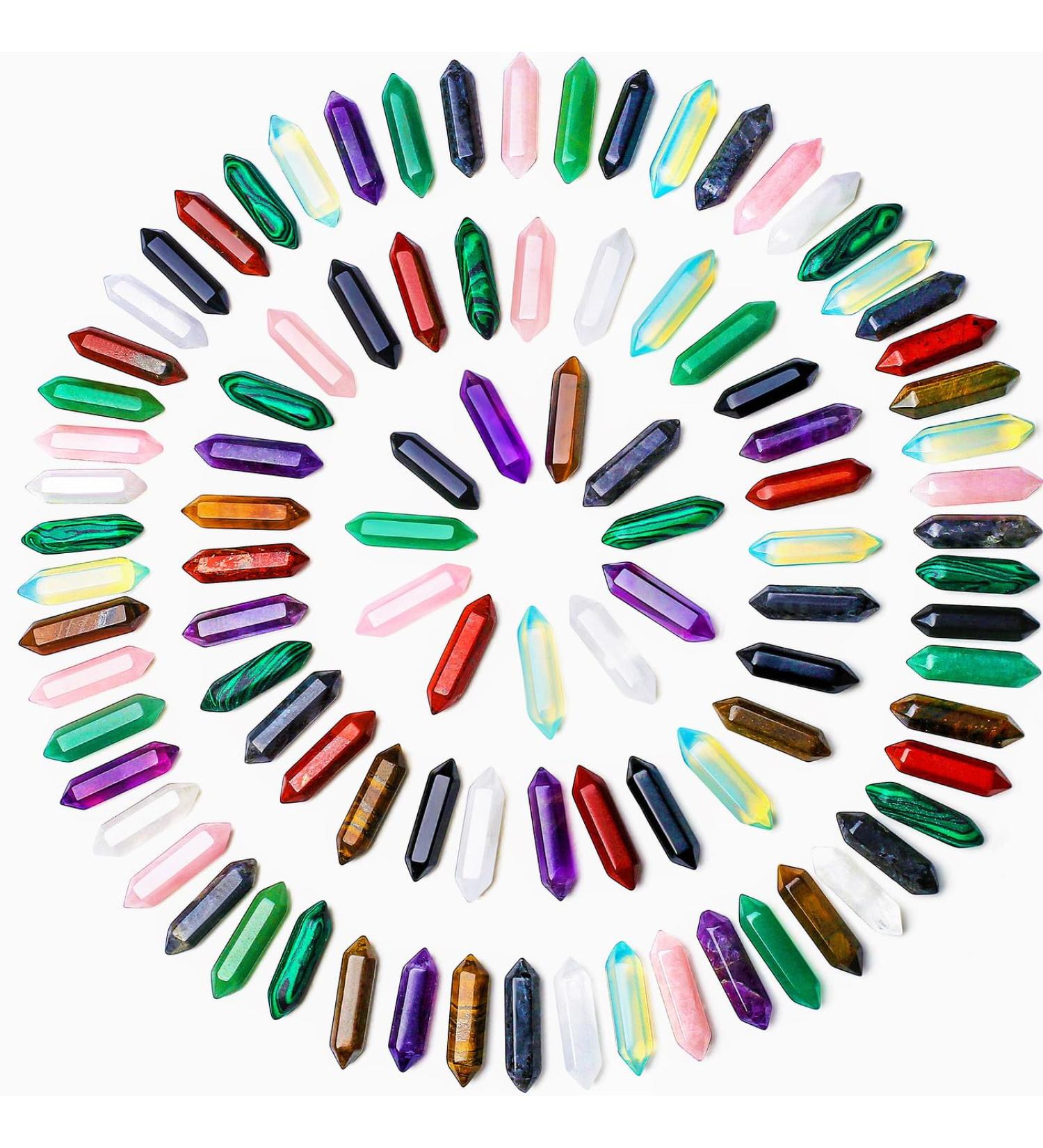 Xiannvxi 50pc Healing Crystal Stones Set | Natural Amethyst & Tiger Eye Gemstones | Chakra Healing & Meditation Decoration | Spiritual Gift - H-Multi-50pcs - Buy Online on GoSupps.com