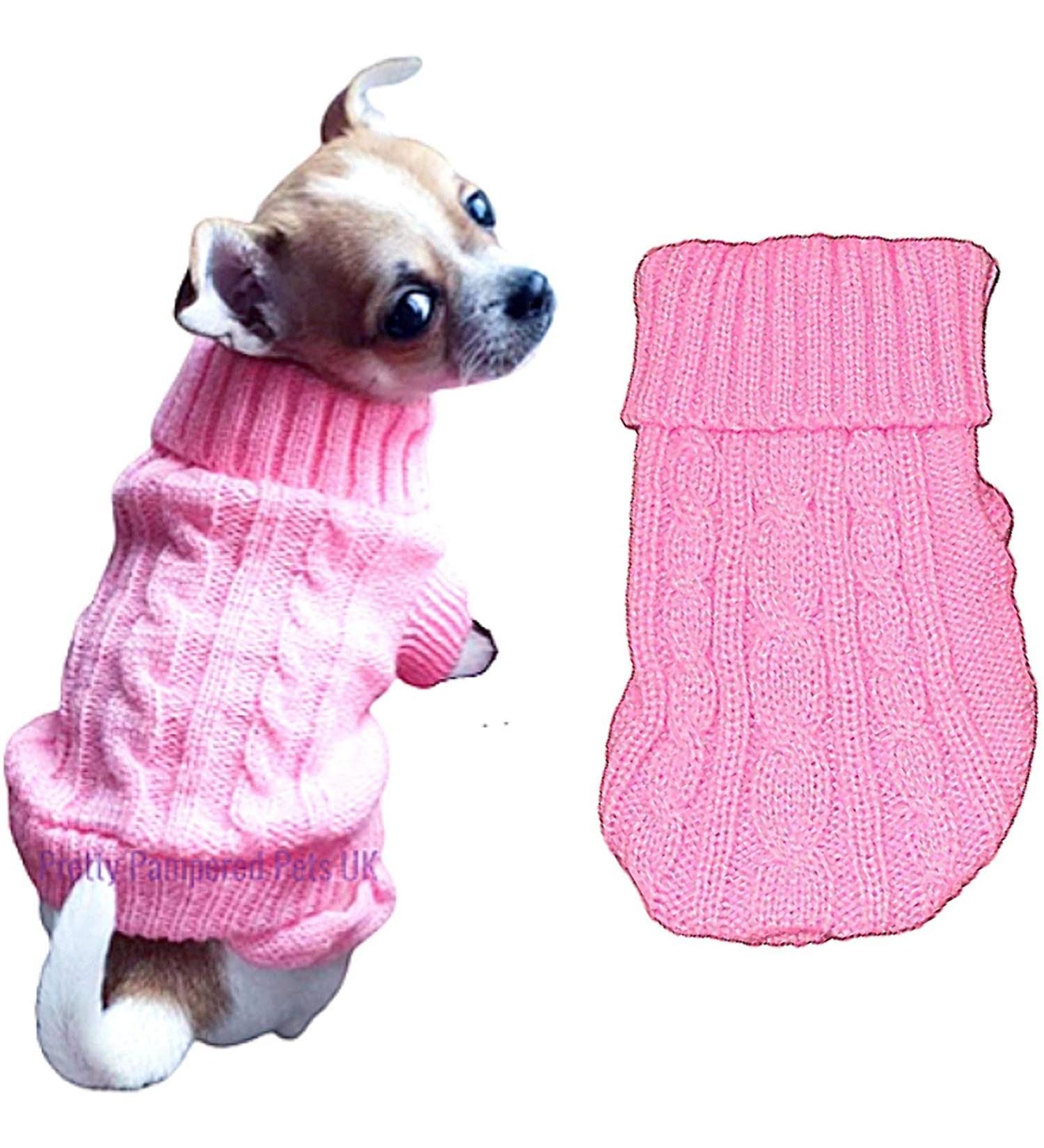Chihuahua Clothes Puppy Dog Coat Knit Winter Warm Jumper Cosy Teacup Smaller Breeds Tiny Toy Miniature (XXXS Pink) 3XS (Pack of 1) Hot Pink - Buy Online on GoSupps.com
