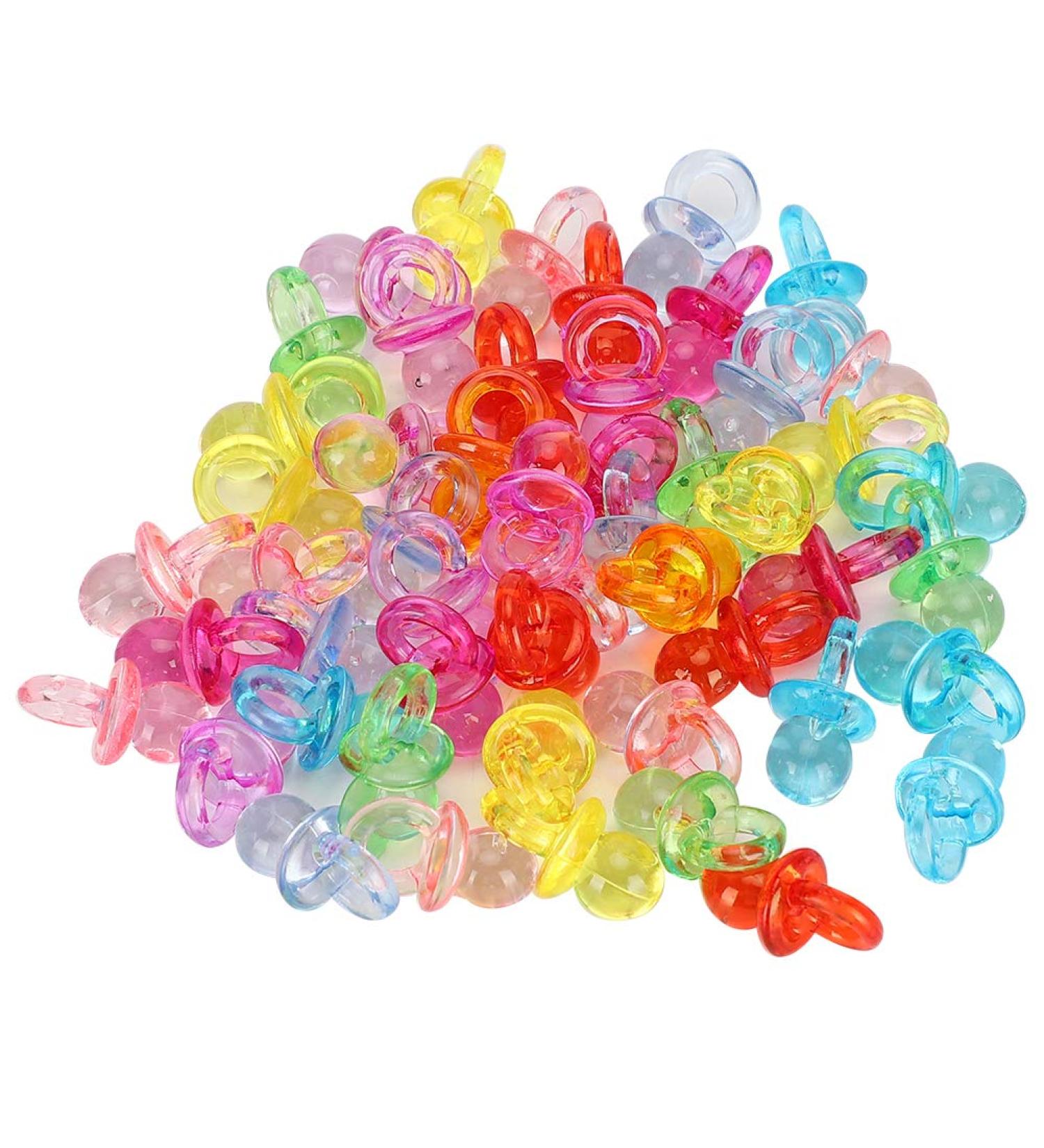 Mini Decorative Pacifier Set - 100 Acrylic Pacifiers for Parties Baptism & Baby Toys - Colorful Decorations - Buy Online on GoSupps.com