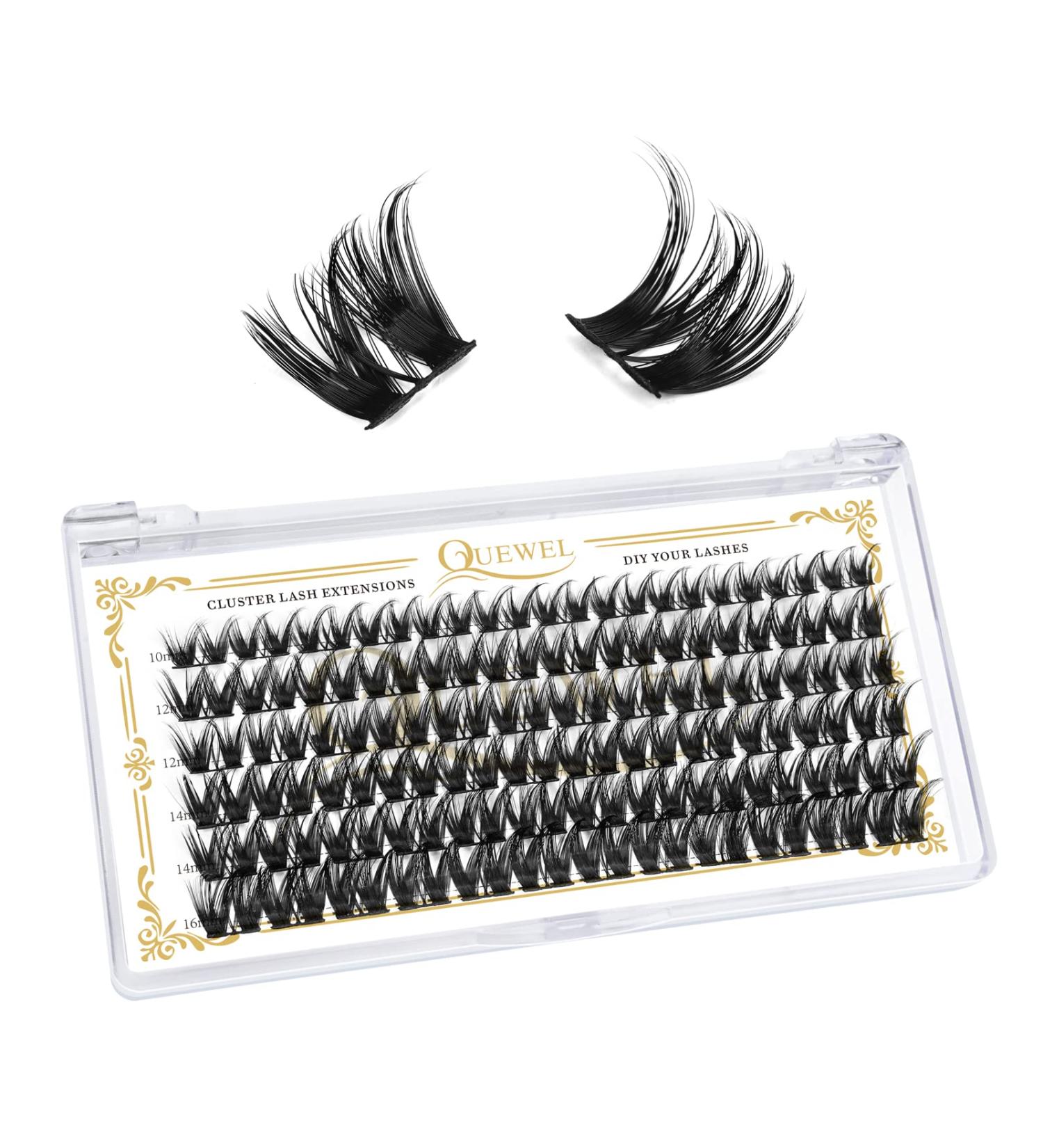 Cluster Lashes QueWel 72pcs DIY Eyelash Extensions Soft D Curl Mix 10-16mm for Home Make-Up - Buy Online on GoSupps.com