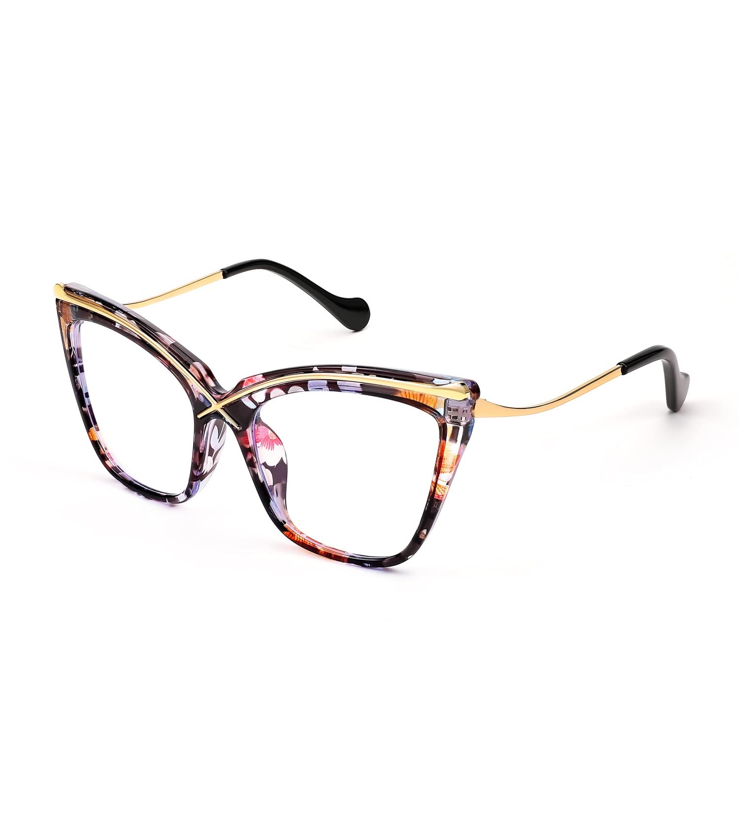 FEISEDY Women Oversized Blue Light Blocking Glasses | Cat Eye Floral Design | Anti Eyestrain Eyewear B2956 (55mm) - Shop Internationally - Buy Online on GoSupps.com