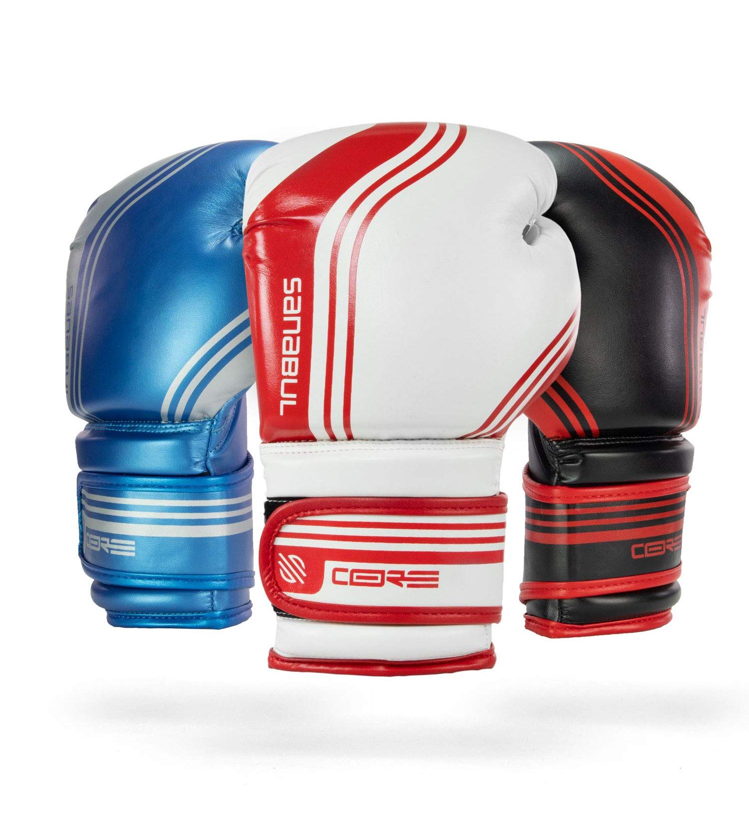 Sanabul Core Series Gel Boxing Kickboxing Bag Training Gloves White/Red 14 oz - Buy Online on GoSupps.com