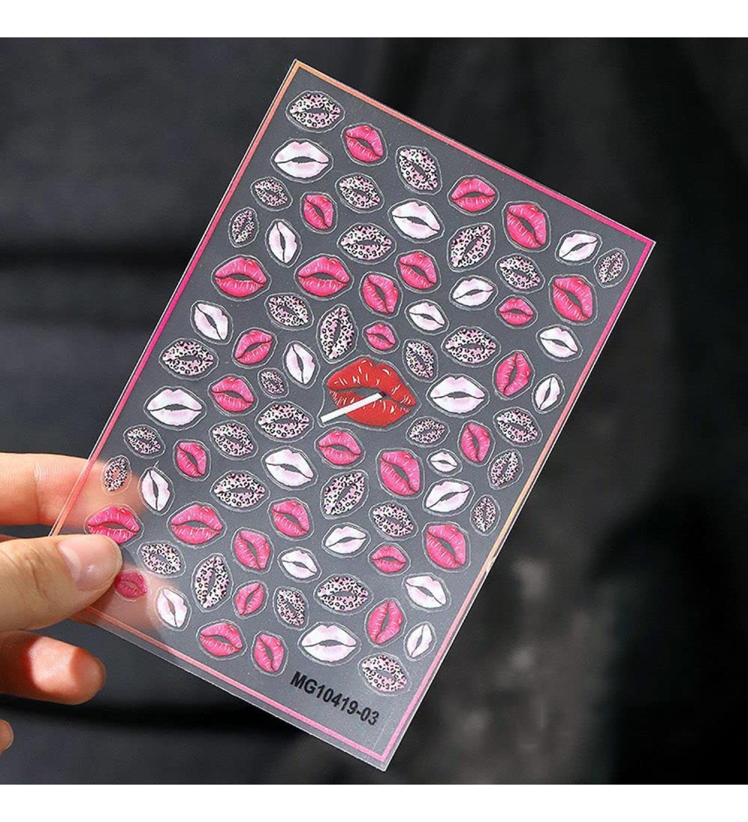 DIY Nail Decorations Manicure Lovely Red Lips Nail Art Stickers Nail Decals Self-Adhesive - Buy Online on GoSupps.com