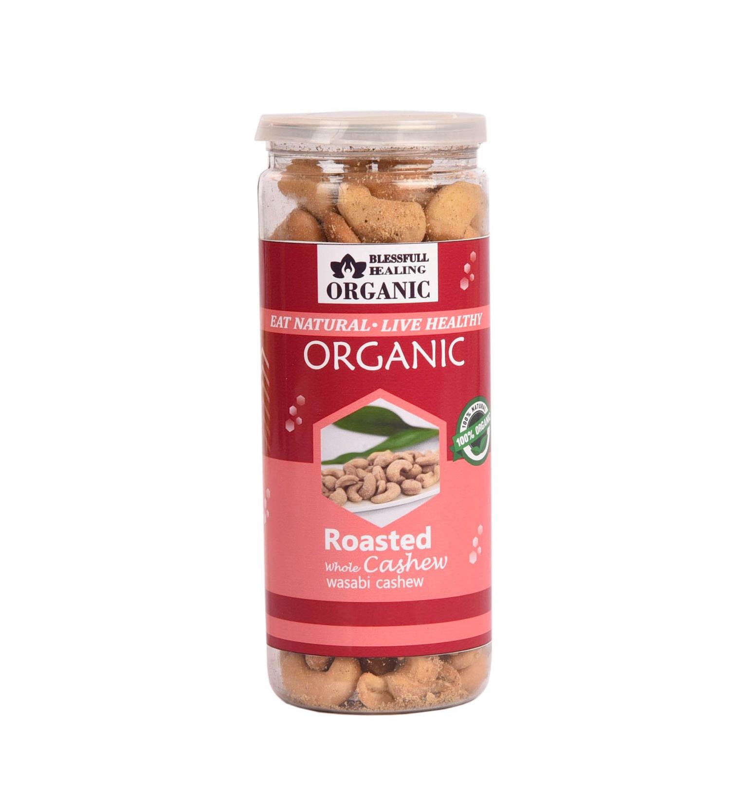Blessfull Healing Organic Natural Vegan Wasabi Roasted Whole Cashew Nuts Crunchy Kaju 150 Gram - Buy Online on GoSupps.com