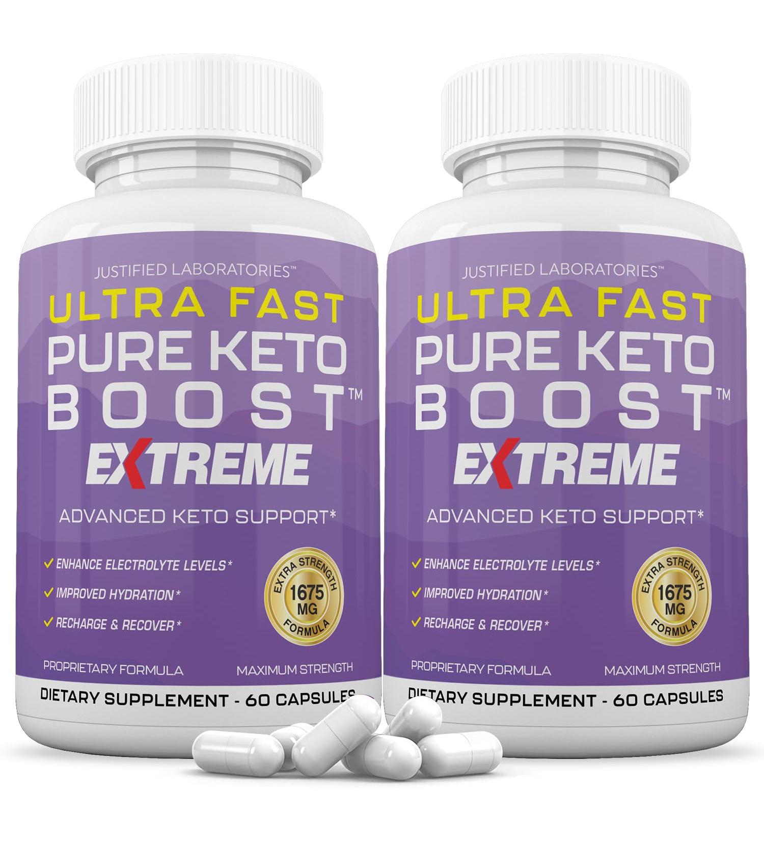 (2 Pack) Ultra Fast Pure Keto Boost Extreme Keto Pills 1675MG New & Improved Formula Contains Apple Cider Vinegar Extra Virgin Olive Oil Powder Green Tea Leaf 120 Capsules - Buy Online on GoSupps.com