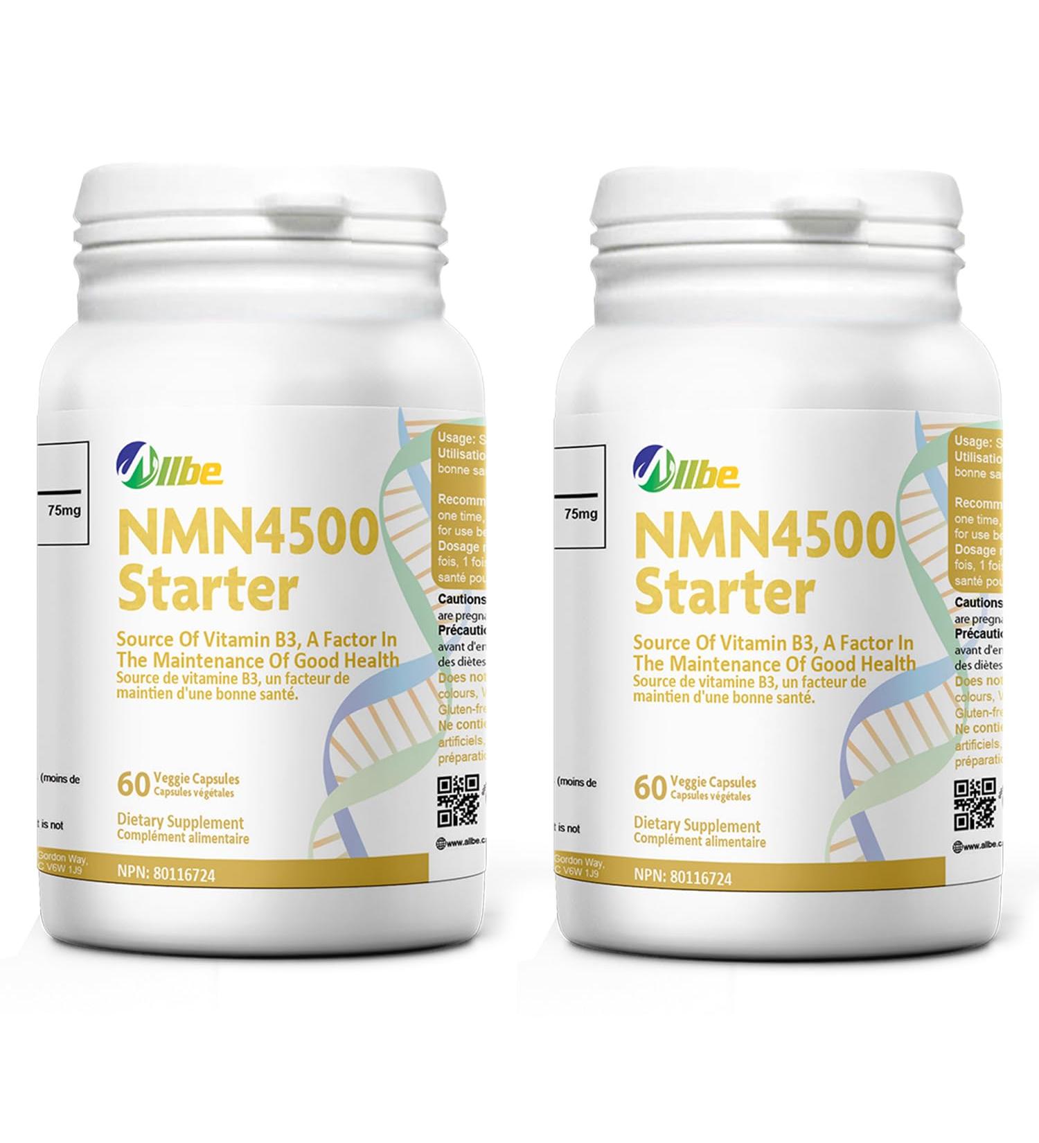 ALLBE NMN 4500 Starter Capsules 2 Packs of 60 Nicotinamide Mononucleotide 75 mg Servings NAD+ Booster Supplement for Cellular Energy Metabolism Immunity and Healthy Aging (1 Pack x 60 Capsules) 60 count (Pack of 2) Nmn 4500 (75mg) - Buy Online on GoSupps.com