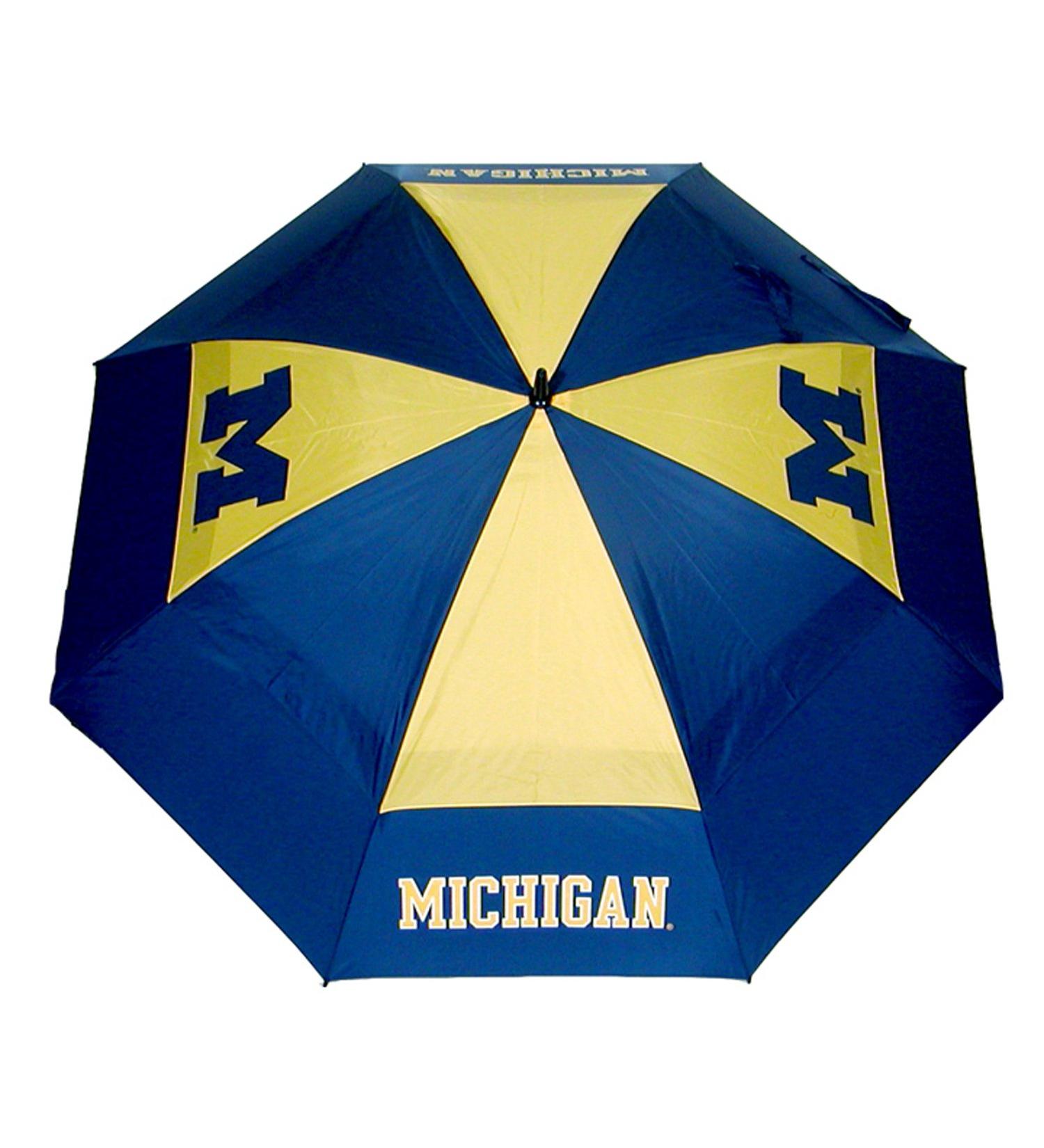 Team Golf NCAA 62" Golf Umbrella with Protective Sheath, Double Canopy Wind Protection Design, Auto Open Button Michigan Wolverines One Size Michigan Wolverines