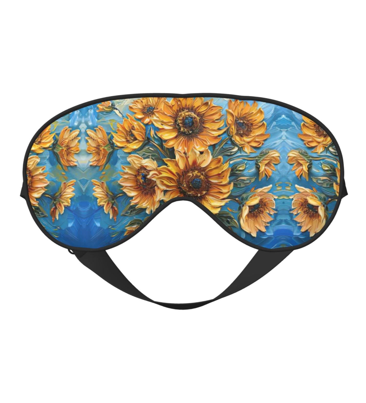 Unisex Sunflower Oil Painting Sleep Mask - Double-Sided Eye Mask for Sound Sleep & Skin Care - Buy Online on GoSupps.com