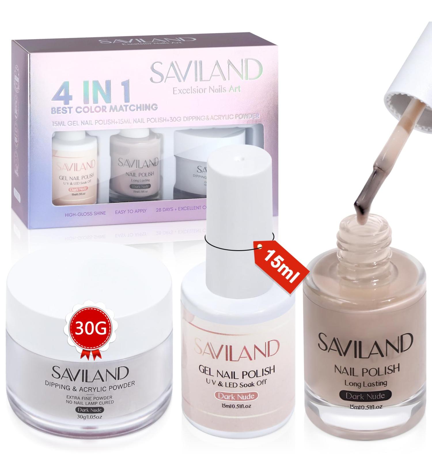 Saviland 4 In 1 Gel Nail Polish & Nail Polish & Dipping & Acrylic Powder Set- Dark Nudes Gel Polish U V Gel Nail Polish Soak-off Nail Art Gel Polish Gel Nail Kit for Home DIY Nail Salon - Buy Online on GoSupps.com