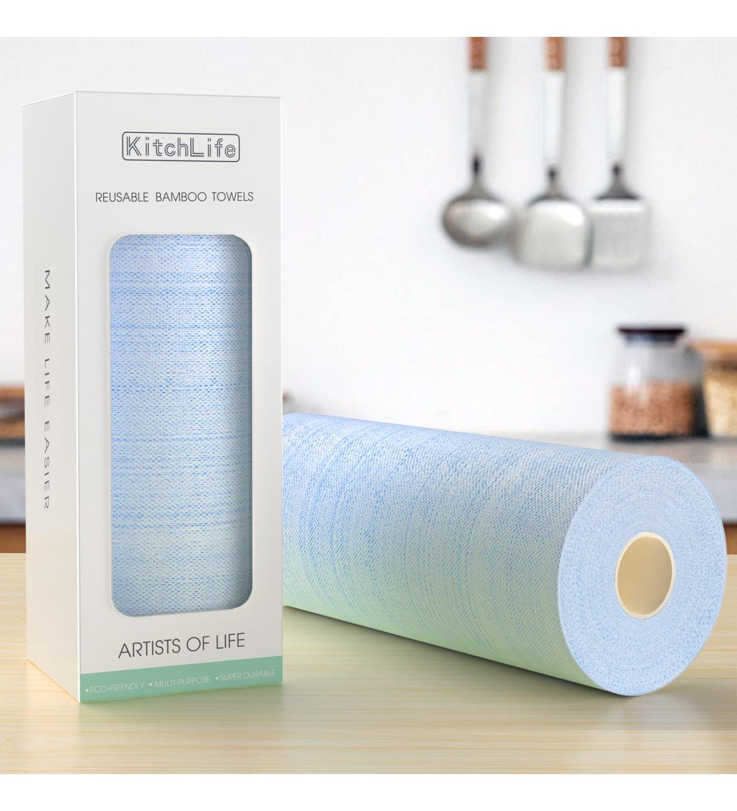 KitchLife Reusable Bamboo Paper Towels - 4 Months Supply - Blue - Eco-Friendly Sustainable Gift - Buy Online on GoSupps.com