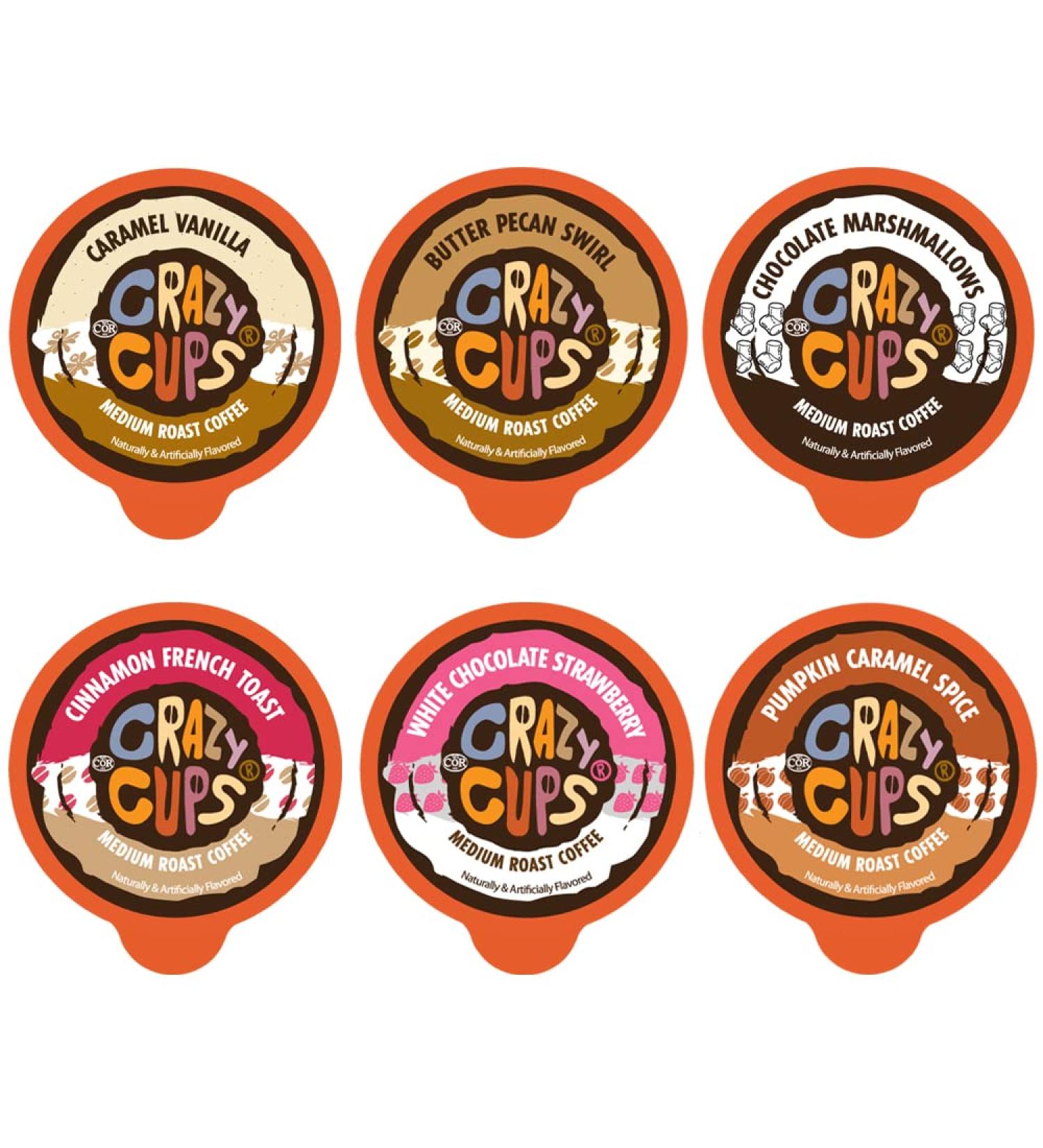 Crazy Cups Flavored Coffee Pods Variety Pack - 72 Count, Medium Roast K Cups with Pumpkin Flavor - Recyclable Single Serve Coffee Pods for Keurig Machines - Buy Online on GoSupps.com