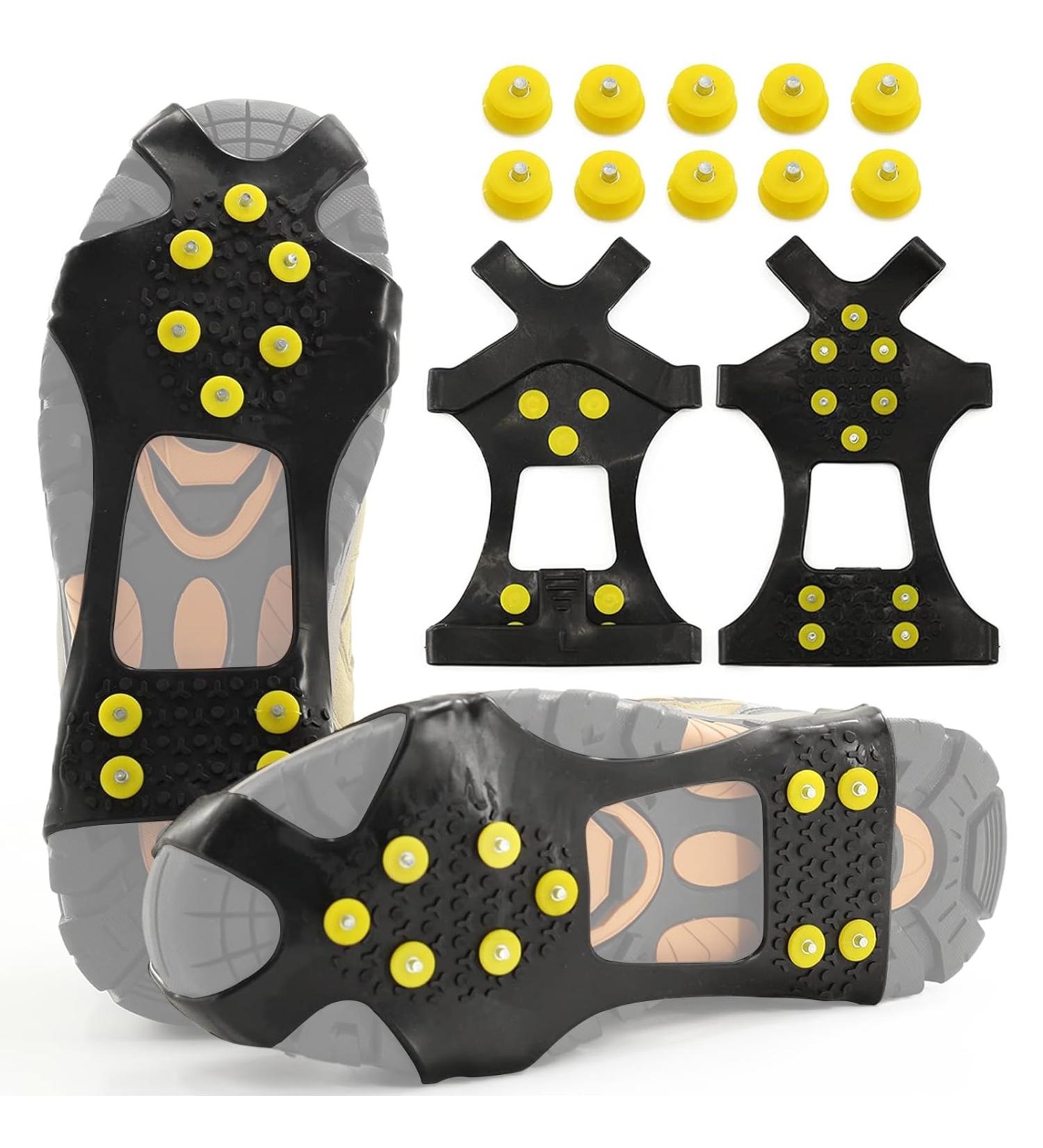 Premium 10-Spike Shoe Crampons - Anti-Slide Winter Chains for Outdoor Sports & Mountaineering (Size 31-36) - Buy Online on GoSupps.com