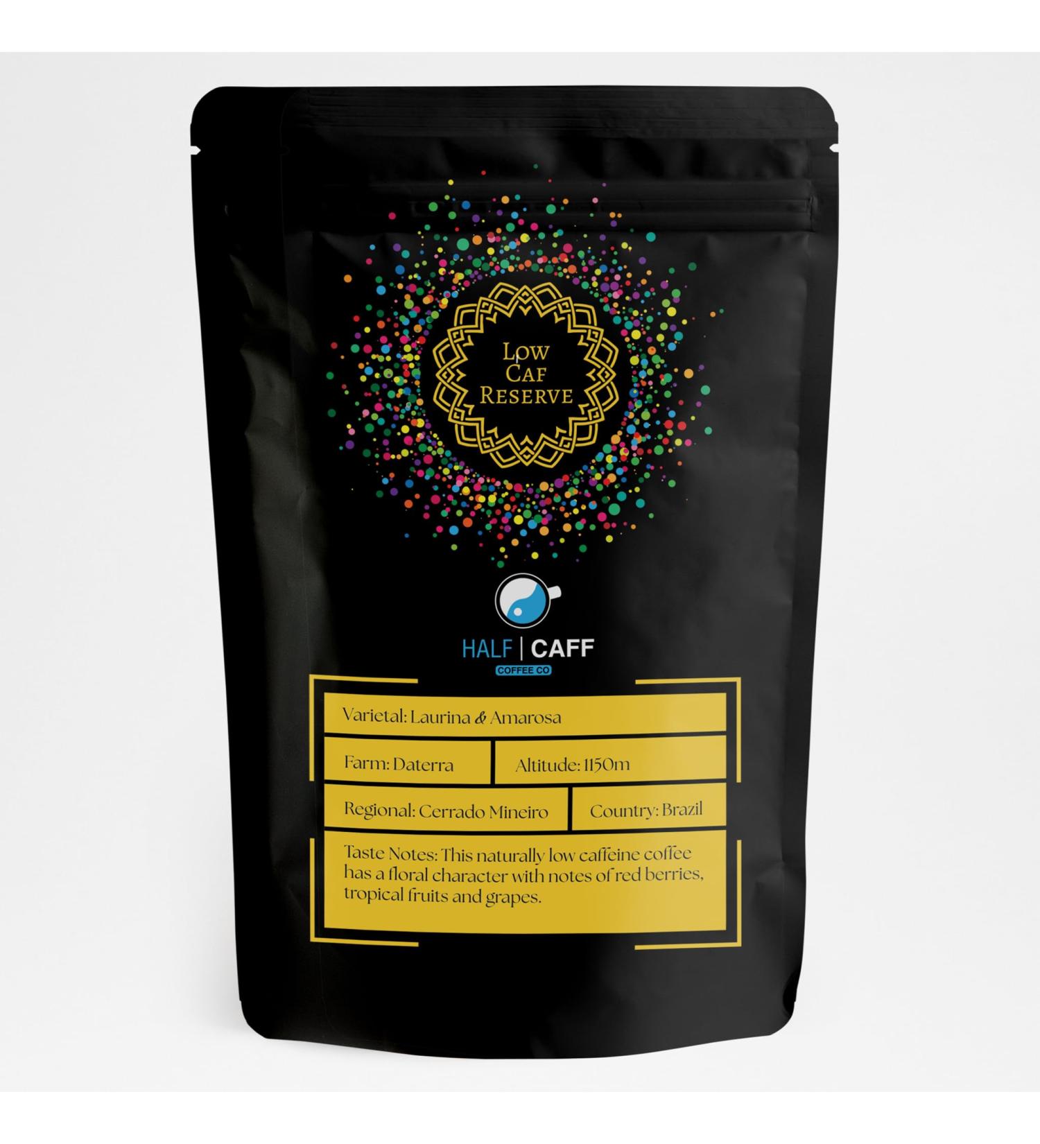 Brazil Laurina & Amarosa Arabica Coffee Beans 200g - Naturally Low Caffeine Arabica Varietals - Half Caff Coffee Low Caf Reserve - Brazil Daterra Microlot - Shipped by roaster - Buy Online on GoSupps.com