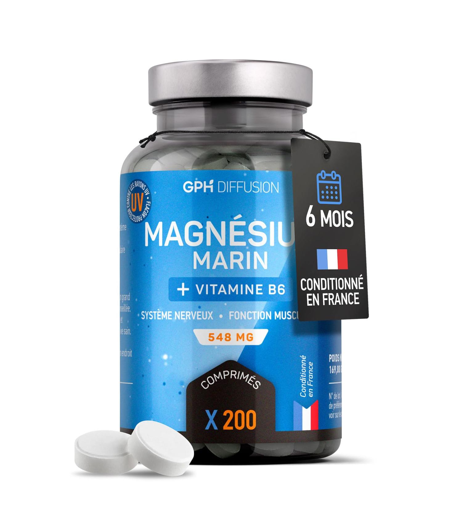 Marine Magnium + Vitamin B6-548 mg - 200 Tablets - Buy Online on GoSupps.com