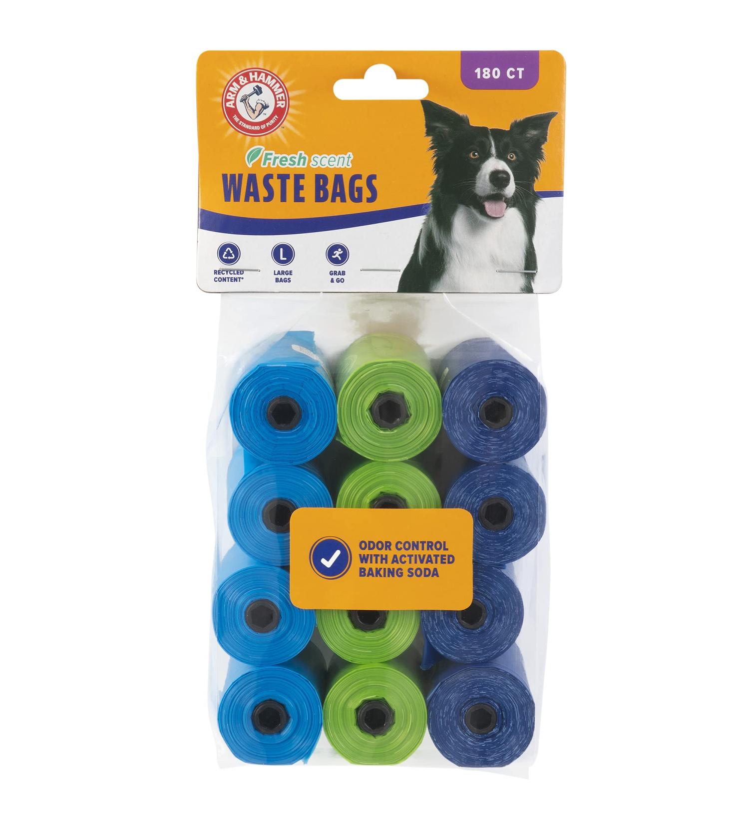 Arm & Hammer Easy-Tear Disposable Dog Poop Bag Refills - 180 Bags, Fresh Scent, Odor Control - Assorted Colors - Buy Online on GoSupps.com