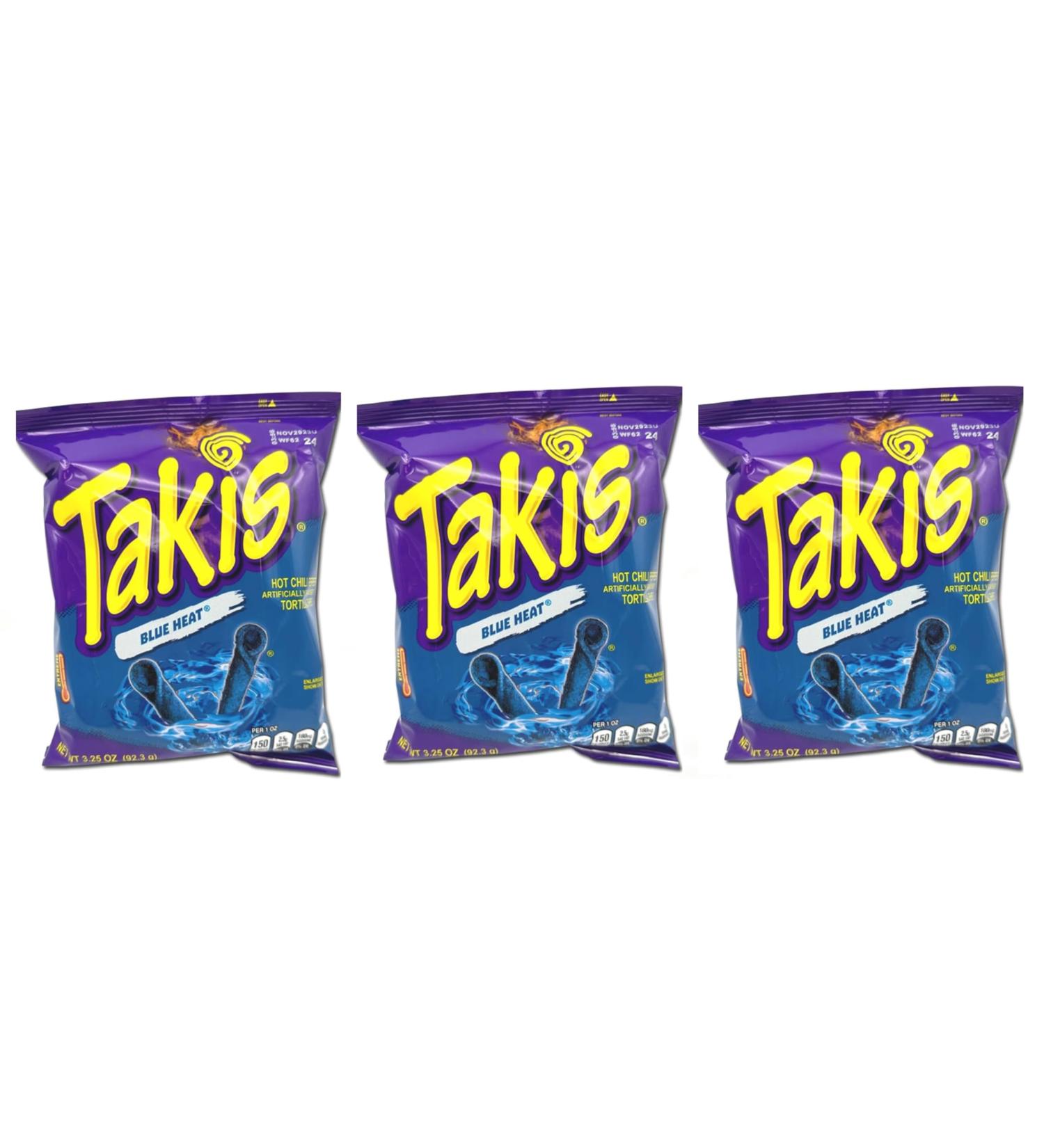 Takis Blue Heat Limited Edition 3.25oz - (Pack of 3) - US Import - American Corn Chips - Party Snack
