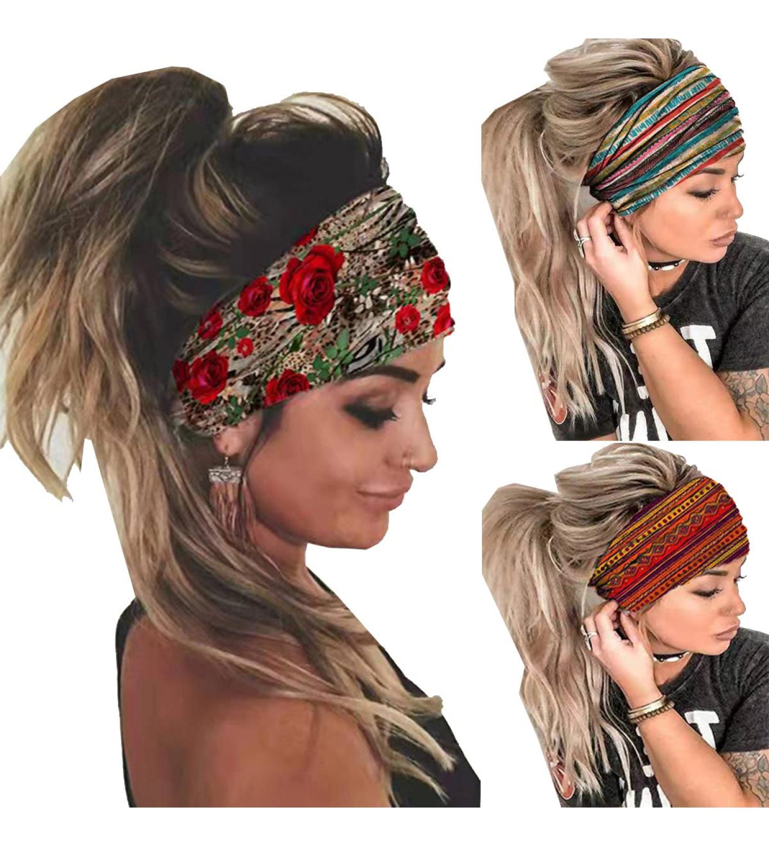 K-Elewon 3 Pack Wide Elastic Headband for Women - Perfect for Sports, Yoga, and Everyday Wear - Buy Online on GoSupps.com