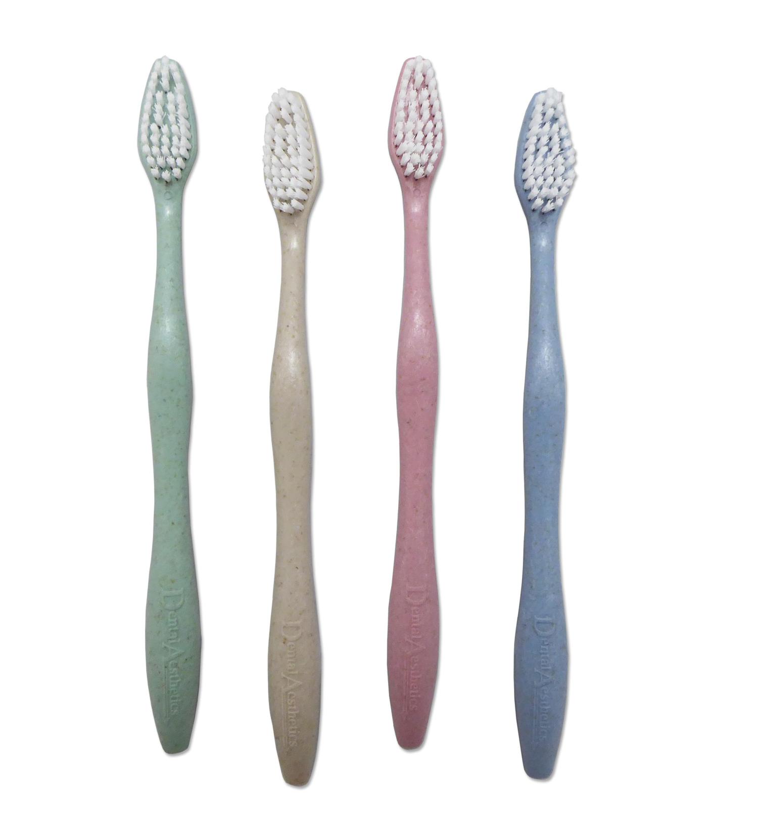 Dental Aesthetics Adult Smoker's Toothbrush Made of Wheat Straw Hard Extra Firm Bristles Pack of 4