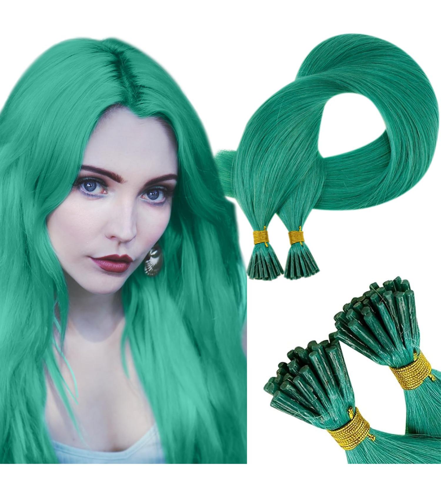Runature Real Hair Extensions I Tips - 45cm Teal & Green Cold Fusion 25g | Invisible I Tip Extensions - Buy Online on GoSupps.com