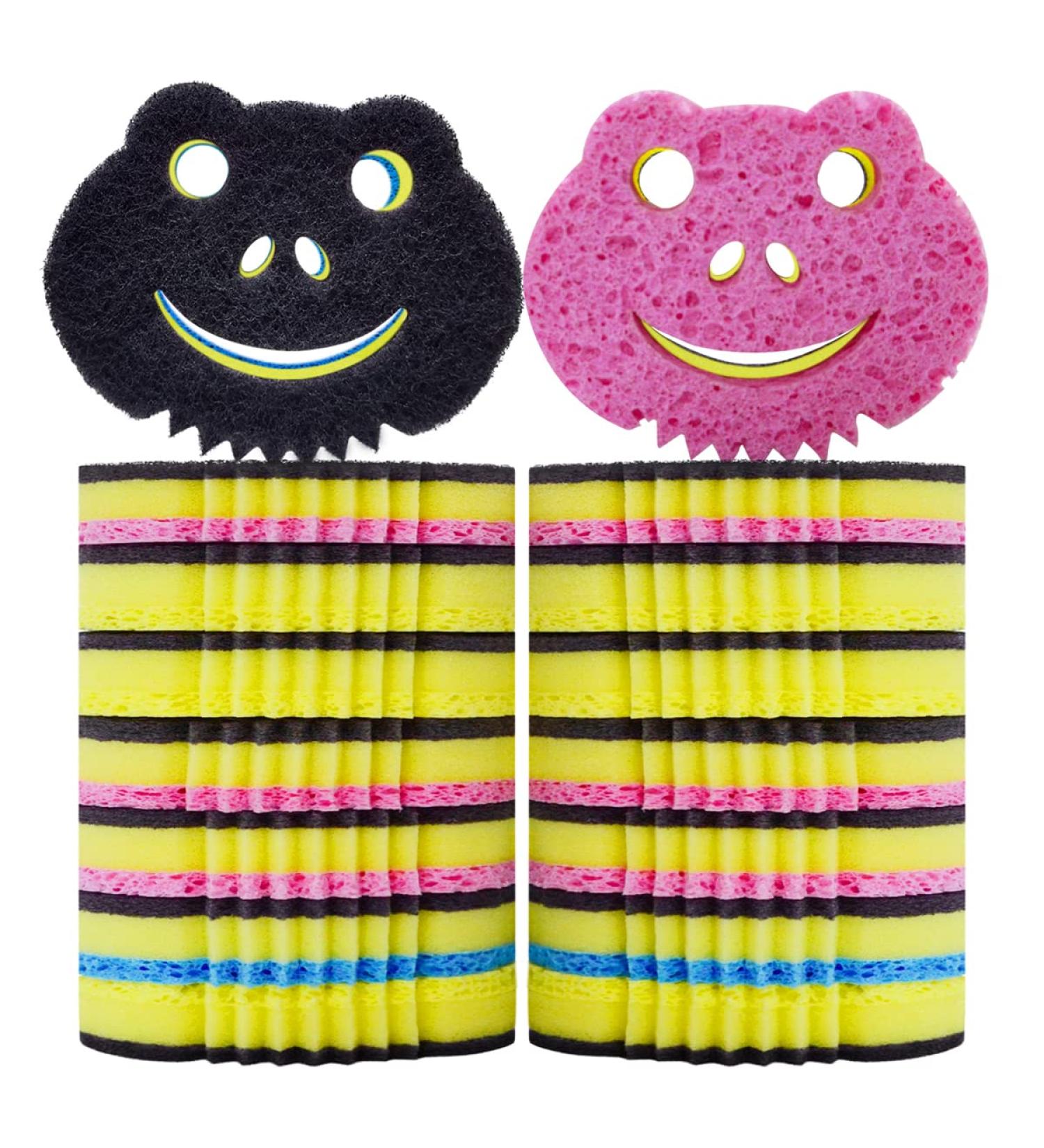 SmilePowo 12 Pack Frog Dual-Sided Premium Cleaning Sponges - Heavy Duty Scouring Pads for Kitchen, Furniture, and Bathroom - Buy Online on GoSupps.com