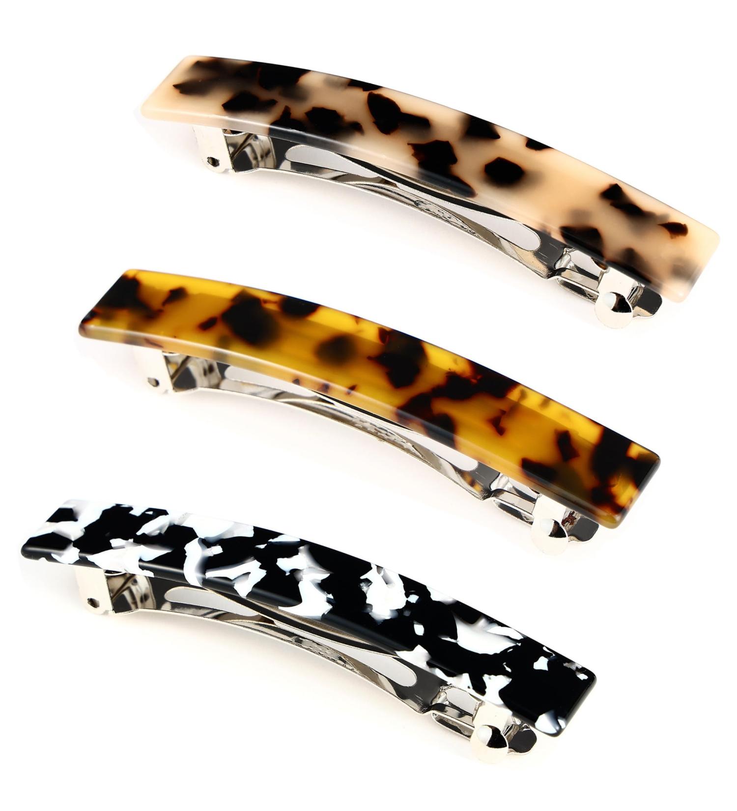 Vintage French Hair Clips for Women - 3 Pieces Automatic Medium Clips for Thin Fine Hair - Multi-Color Set - Buy Online on GoSupps.com
