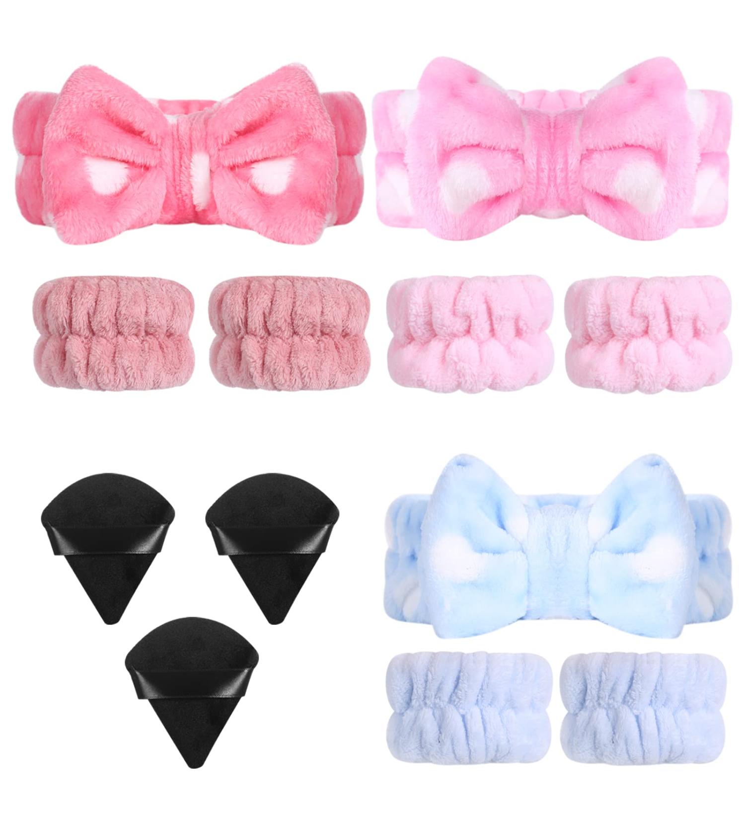 Spa Headband and Wristband Set - Towel Bow Tie, Scrunchies, for Women - Makeup, Face Washing, Shower, Yoga - Buy Online on GoSupps.com