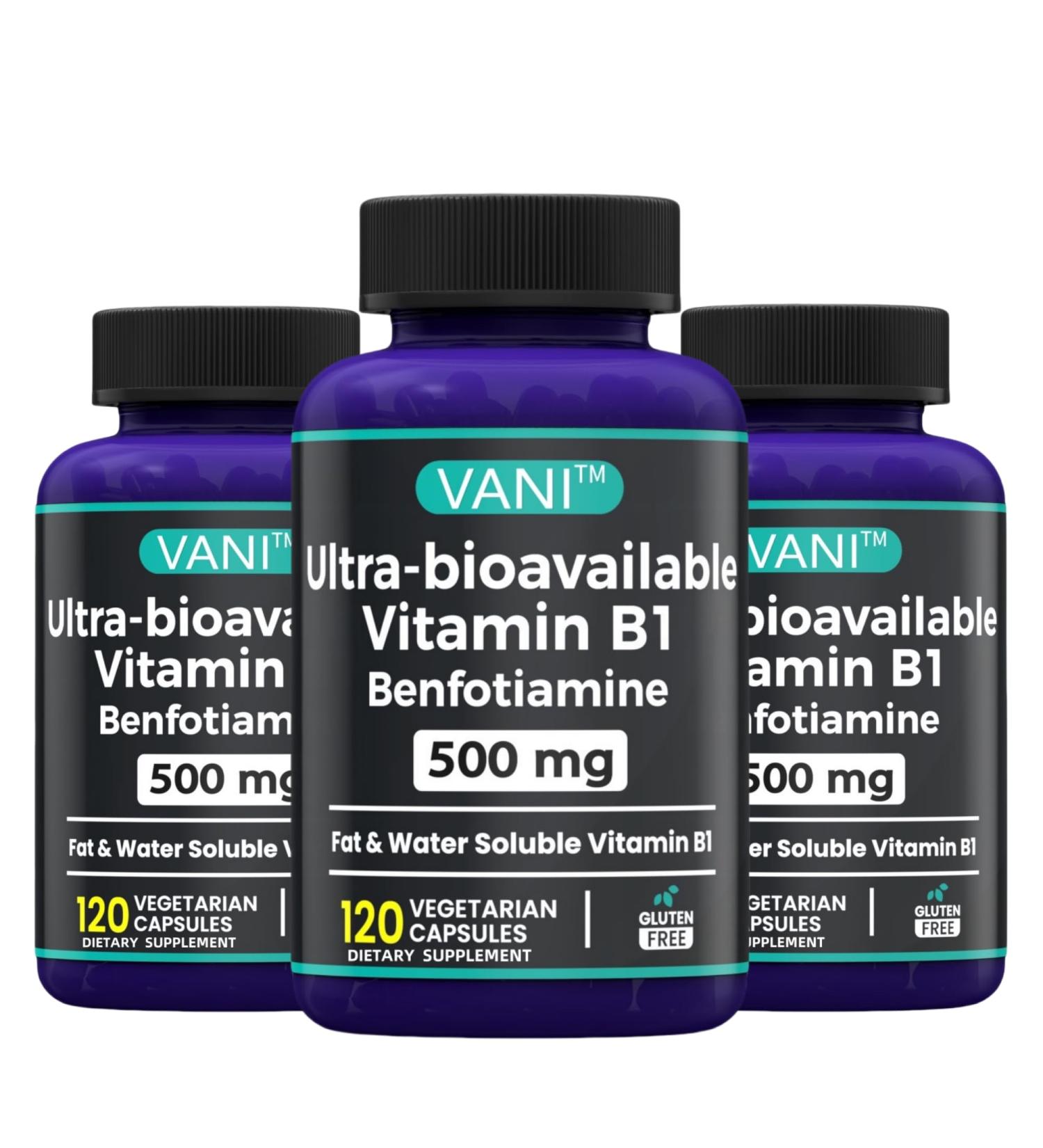 2 in 1 Enhanced Formula: Vitamin B1 with Benfotiamine 500mg Fat Soluable Supplement of Vitamin B-1 500 mg - 120 Capsules (3) - Buy Online on GoSupps.com