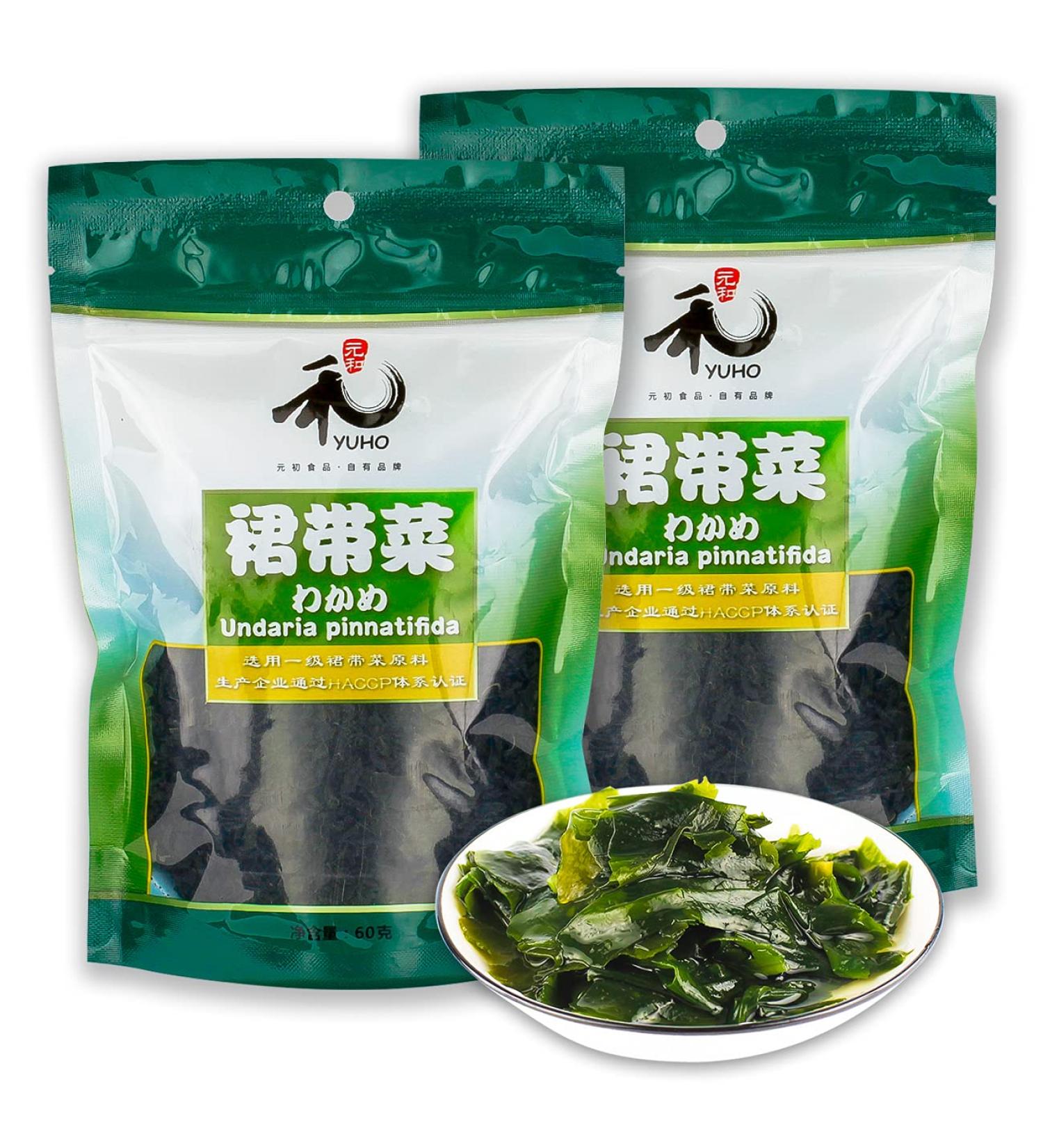 YUHO First-grade Wakame Seaweed 2.12 Oz Bags (Pack of 2) | Hand-Harvested, Sun Dried, Soft Texture, Mild Taste | HACCP Certified - Buy Online on GoSupps.com