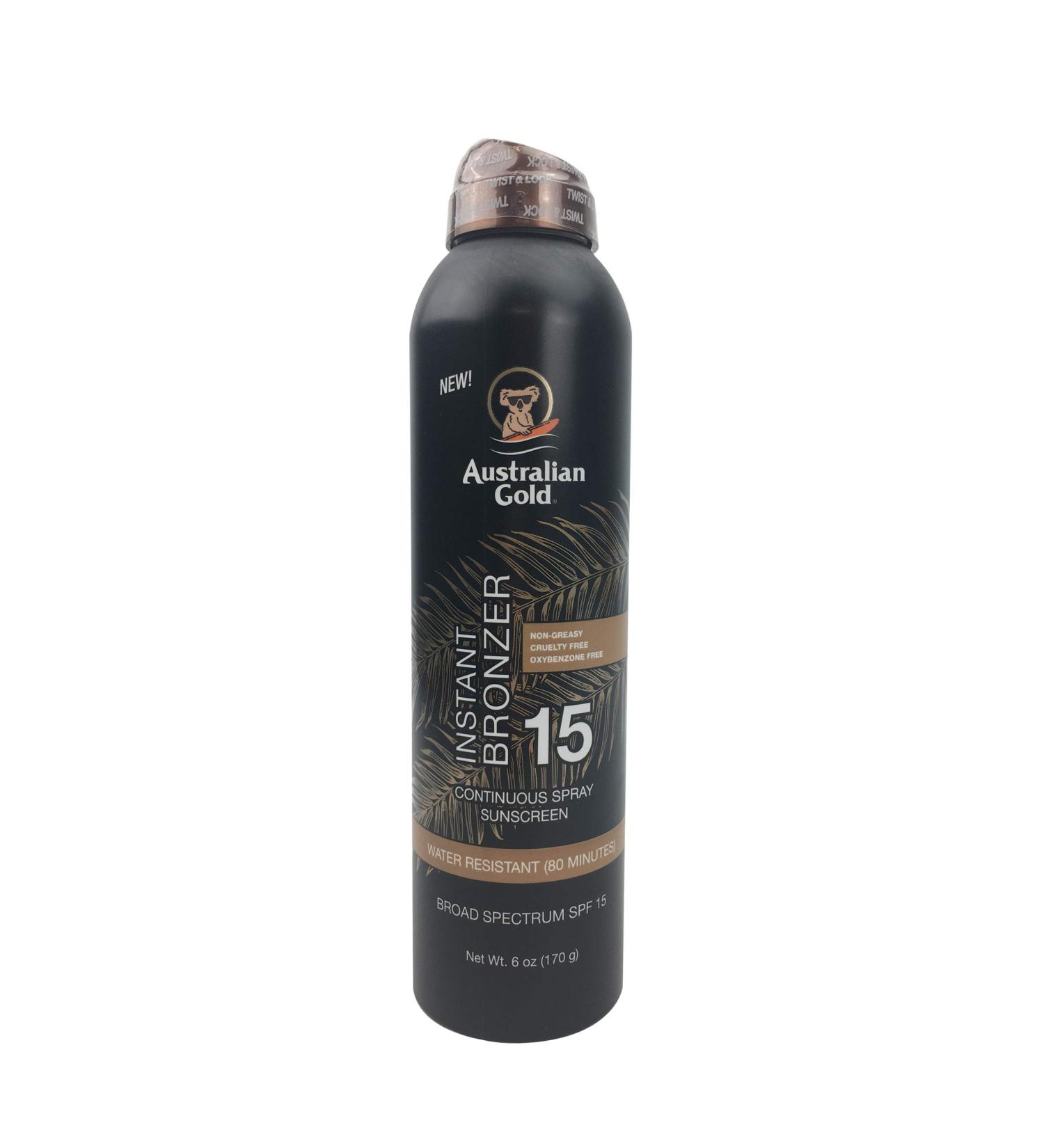 Australian Gold SPF 15 Continuous Spray with Bronzer 7oz - Deep Amber | Value Size - Buy Online on GoSupps.com