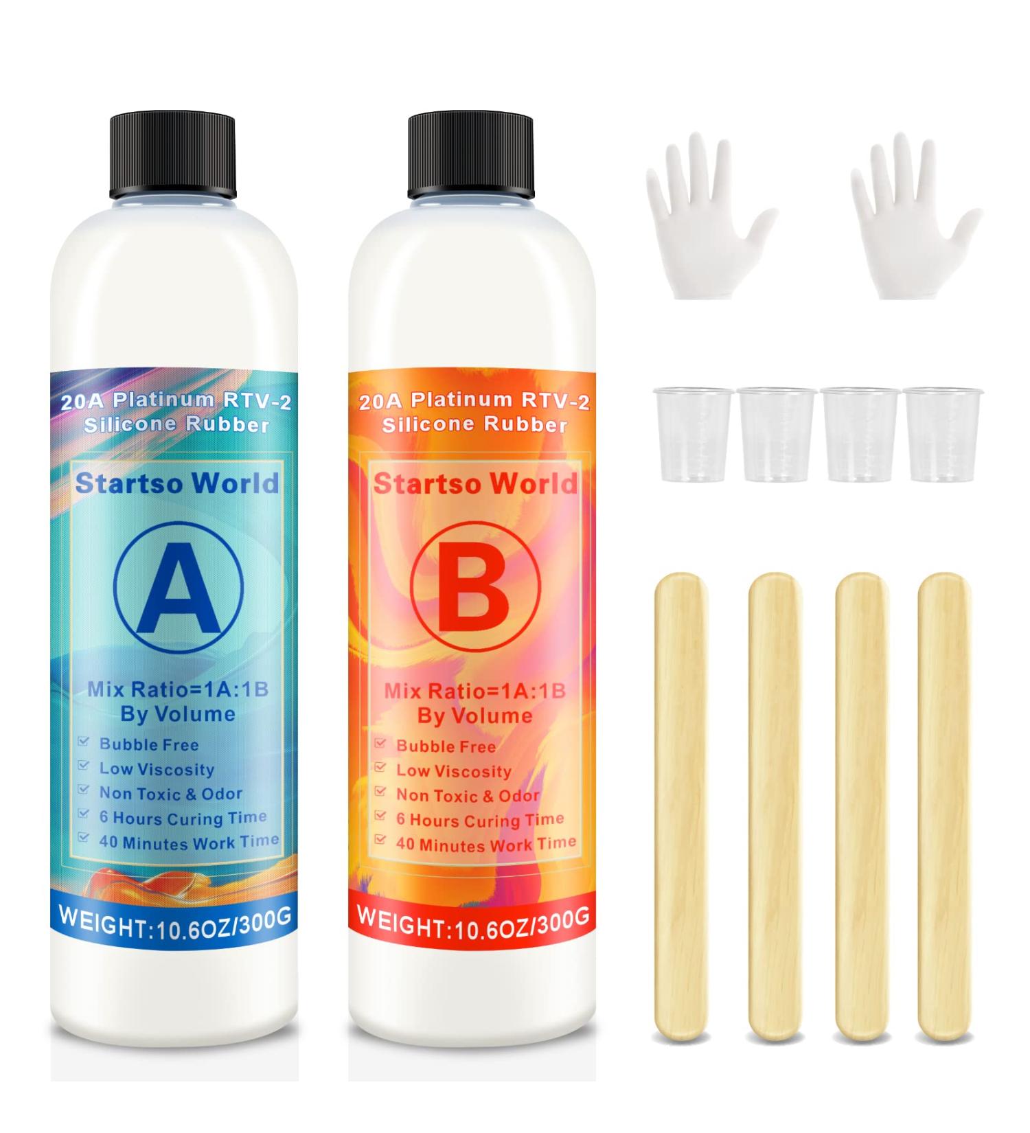 Startso World Mold Making Kit - 20A Translucent Platinum RTV-2 Liquid Silicone Rubber - 21.2OZ - DIY Molds for Resin, Soap, Candle, Clay - Includes Tools and Gloves - Translucent 21.2OZ - Buy Online on GoSupps.com
