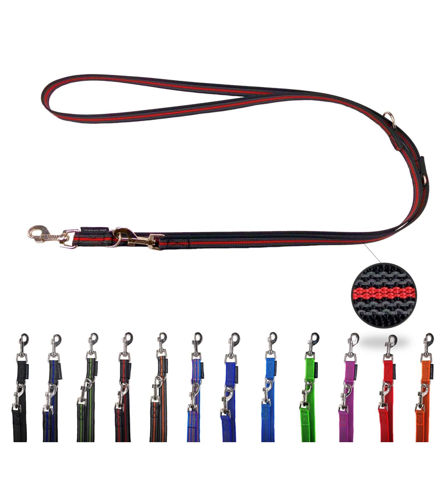 Adjustable Dog Leash for Medium & Large Dogs - Durable Double-Liner 2.40m (Black-Red) | International Shipping Available - Buy Online on GoSupps.com