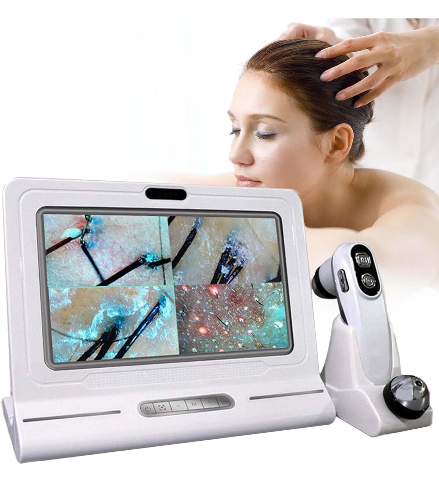 Analyseur de cheveux pour diagnostic de peau d tecteur de cuir chevelu de 11 pouces analyseur de cheveux multifonctionnel d tecteur de peau faciale professionnel 50X/200X machine pour le foyer