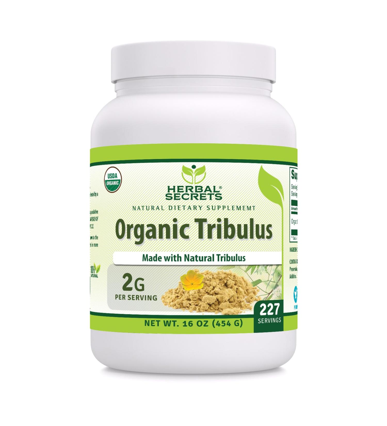 Herbal Secrets Organic Tribulus Powder Supplement | 2 G Per Serving | 16 Oz (454 G) | Non-GMO | Gluten Free | Made in USA