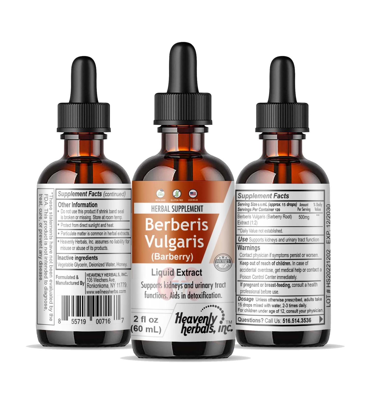 Berberis Vulgaris Stones Dissolver Drops | Supports Kidneys & Urinary Tract | Detox Aid | Natural Herbal Supplement - 2 fl oz - Buy Online on GoSupps.com