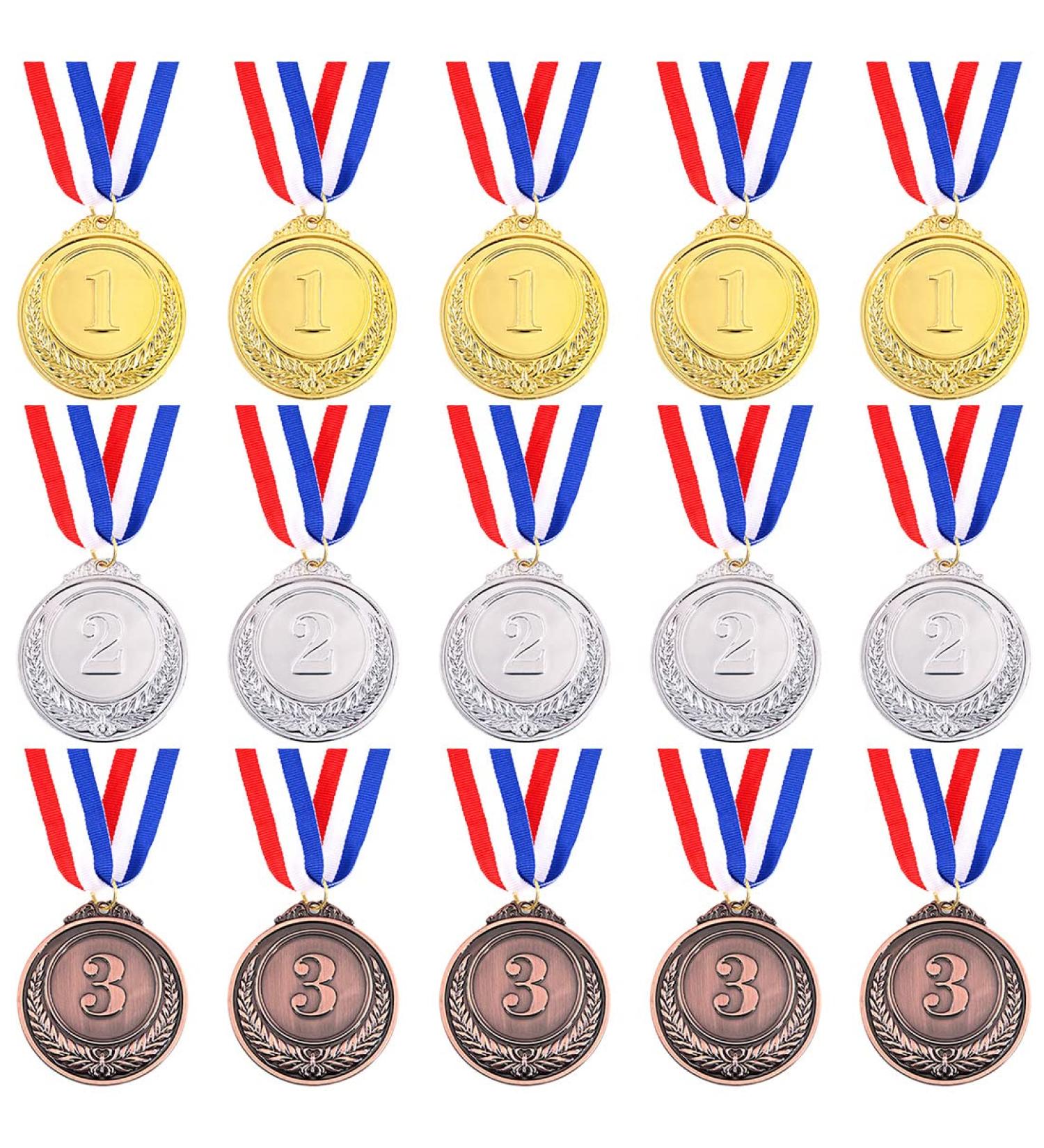 Swpeet Metal Olympic Style Gold, Silver, Bronze Award Medals with Ribbon - Great for Kids Events, Office Games - 1st 2nd 3rd Place - Buy Online on GoSupps.com