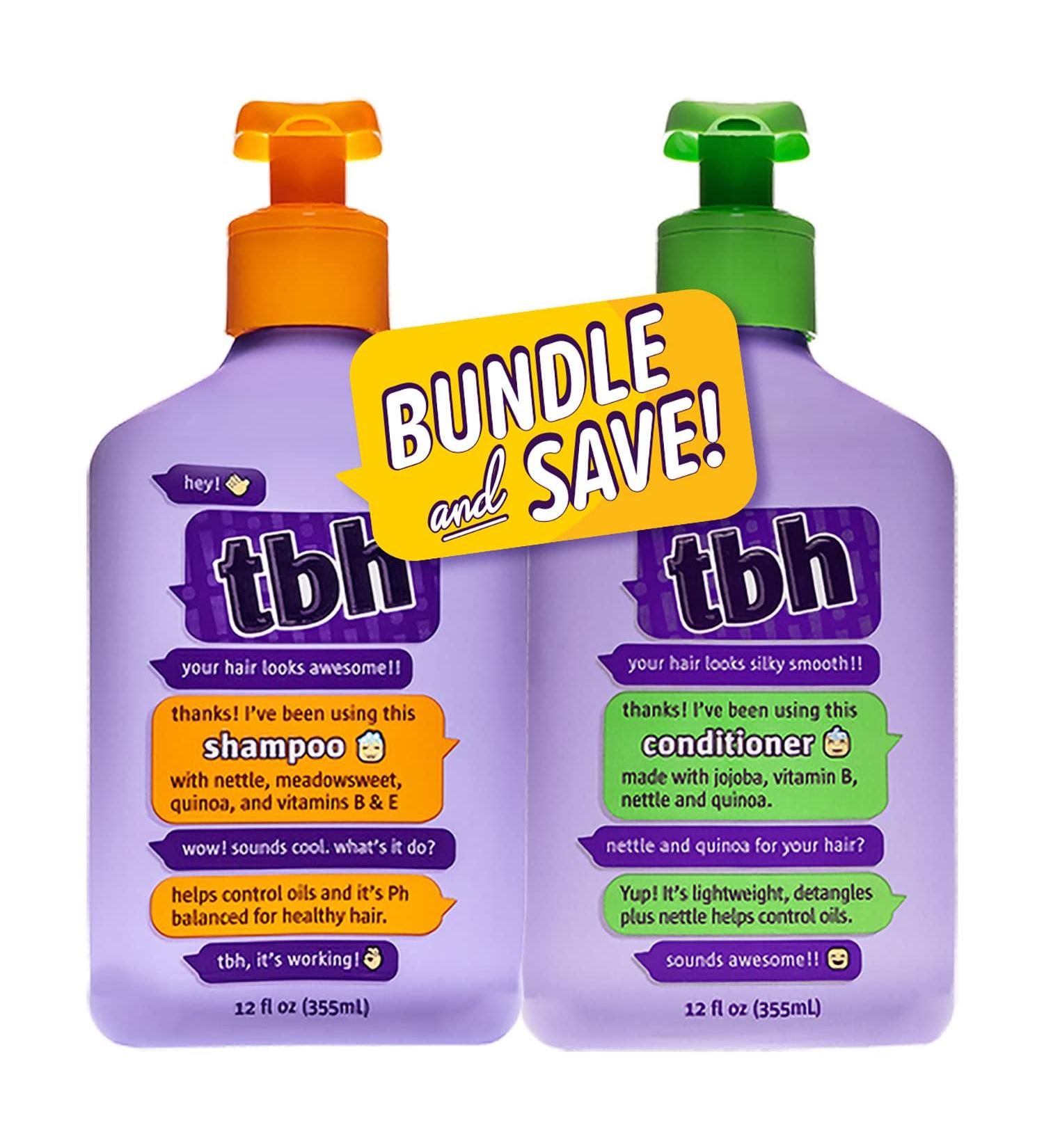 TBH Teen & Kids Shampoo and Conditioner Set - Sulfate & Paraben Free - 12 oz (Pack of 2) for Oily Hair - International Shipping Available - Buy Online on GoSupps.com